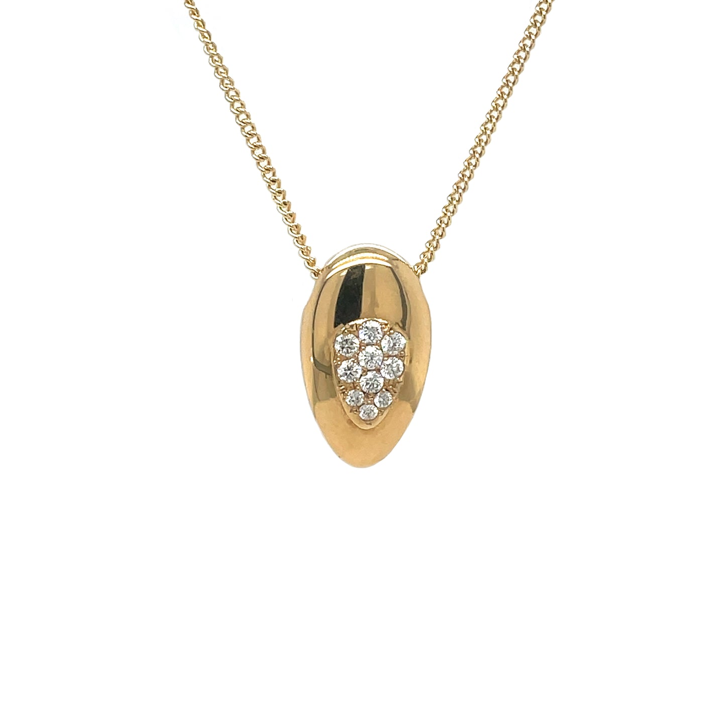 18ct Yellow Gold & Diamond Oval Pendant