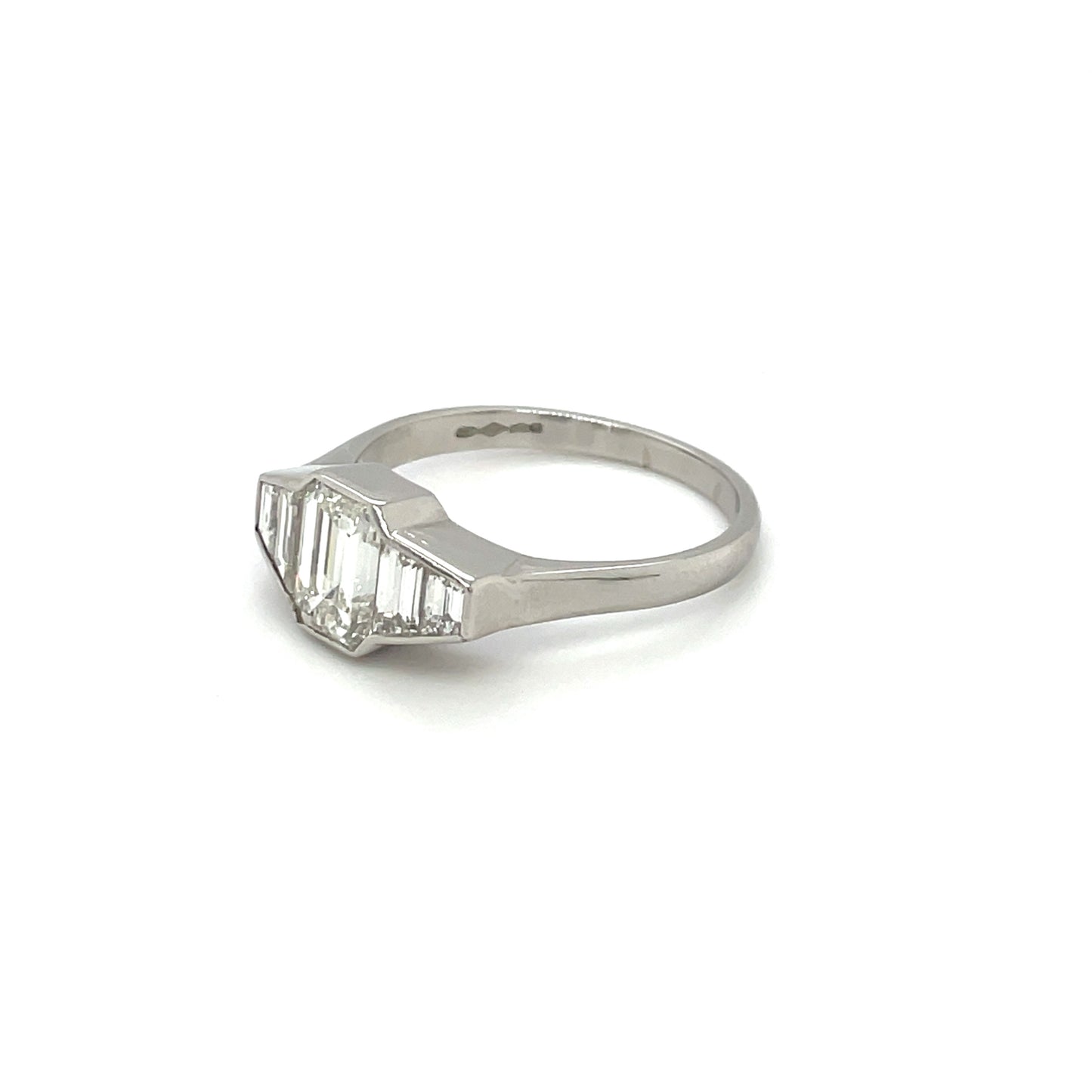 Platinum Art Deco Style Diamond Five-Stone Ring