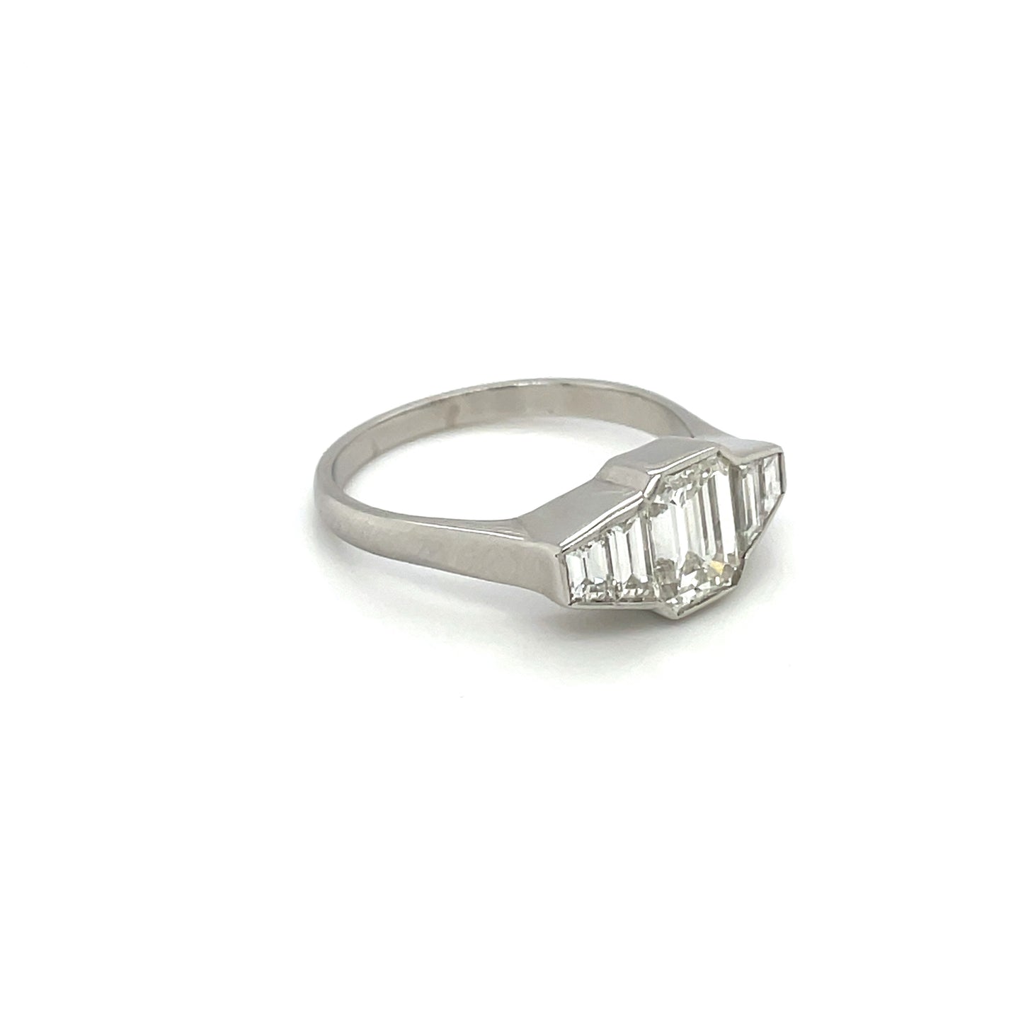Platinum Art Deco Style Diamond Five-Stone Ring