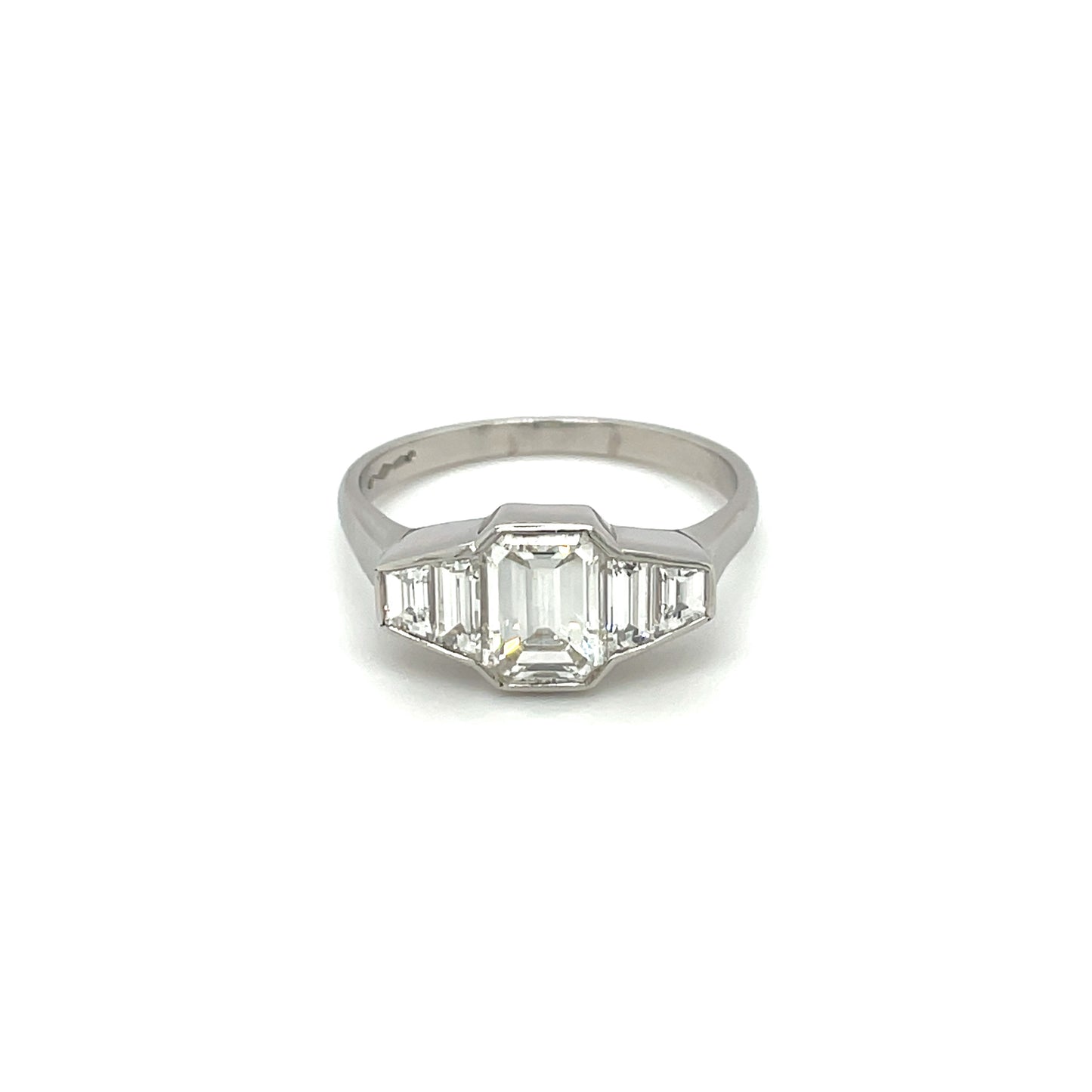 Platinum Art Deco Style Diamond Five-Stone Ring