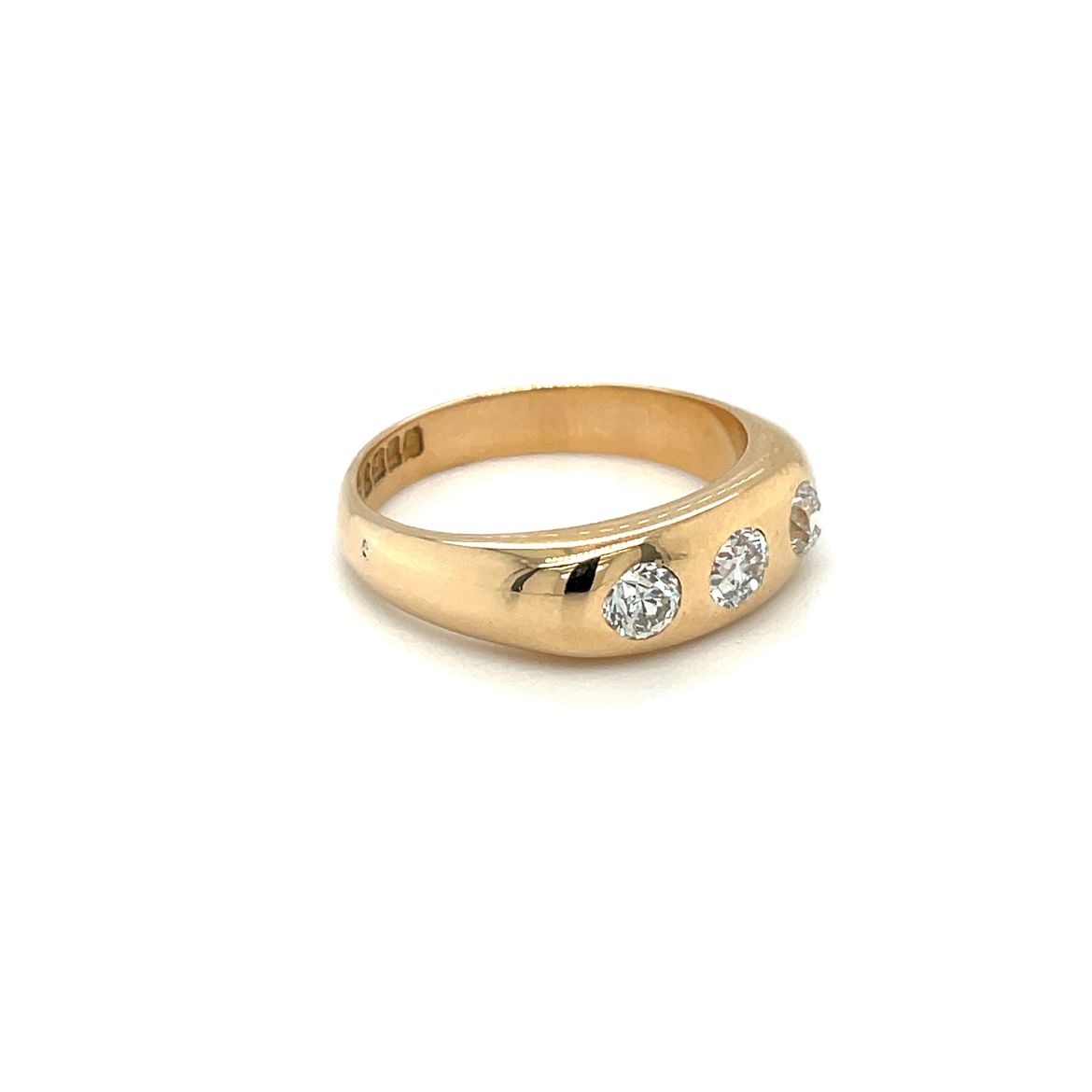 Vintage 18ct Yellow Gold Three Diamond Gypsy Ring