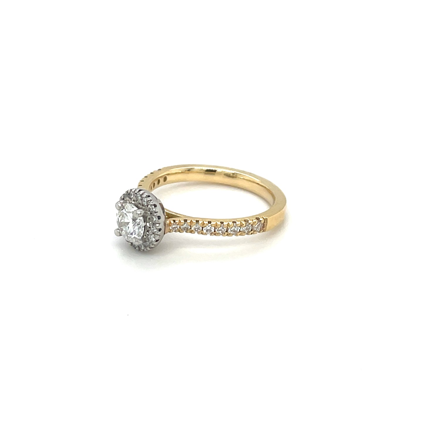 18ct Yellow Gold & Platinum Diamond Halo Ring
