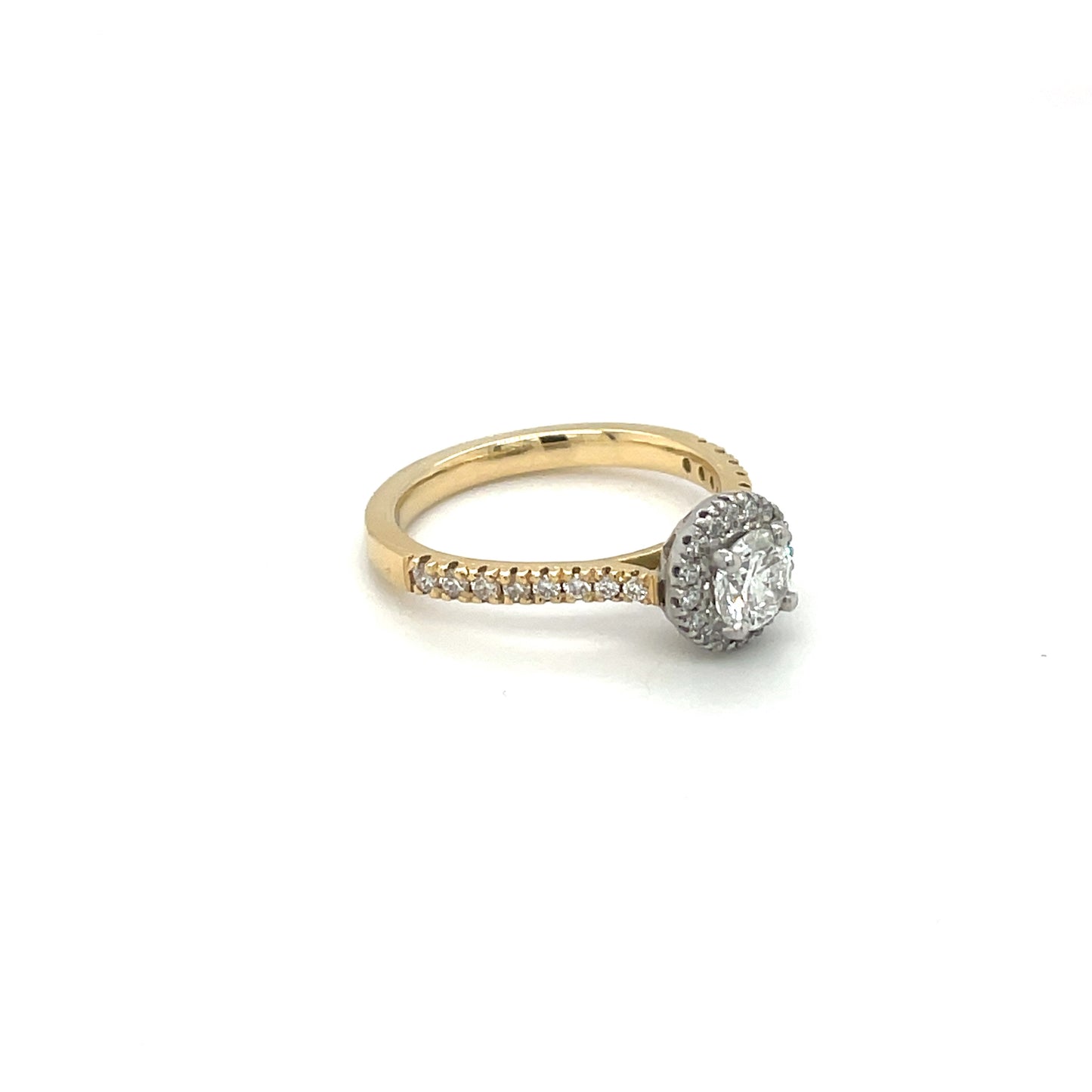 18ct Yellow Gold & Platinum Diamond Halo Ring