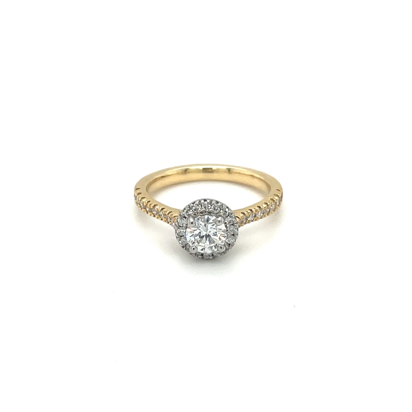 18ct Yellow Gold & Platinum Diamond Halo Ring