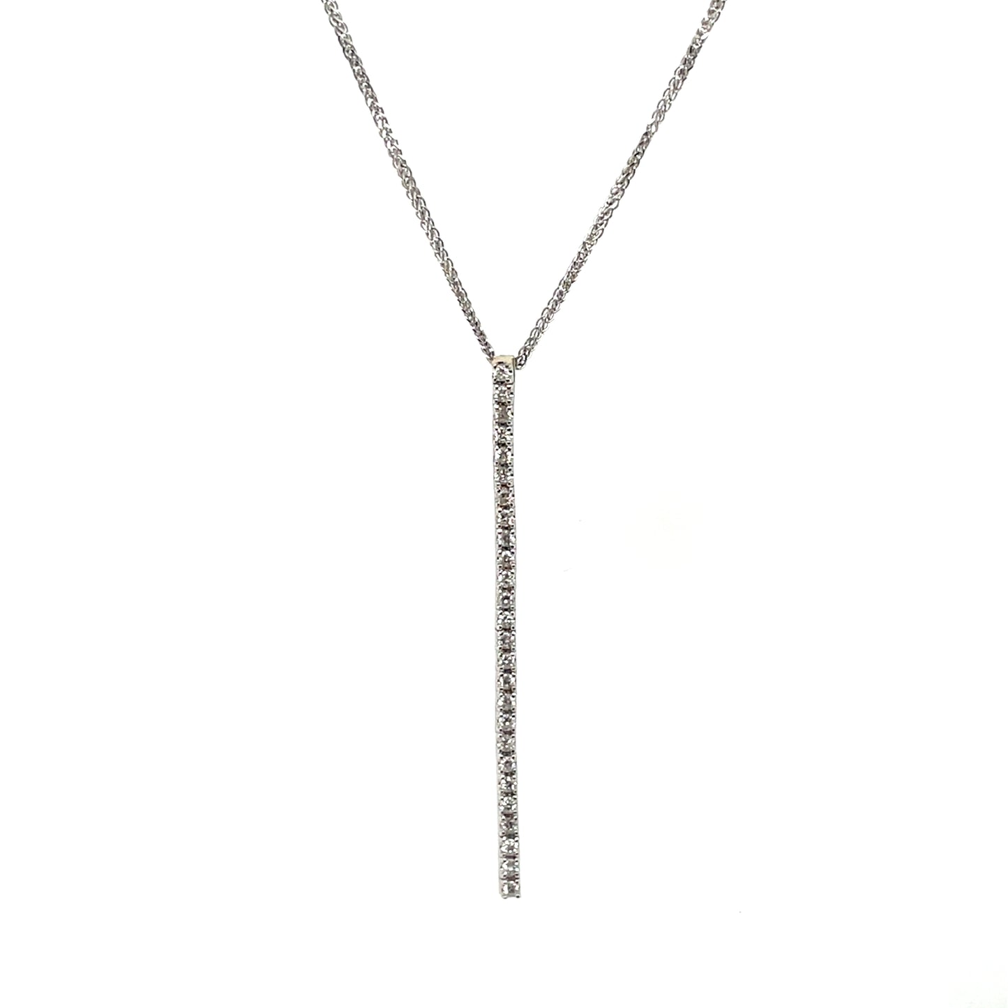 18ct White Gold Diamond Line Pendant & Chain