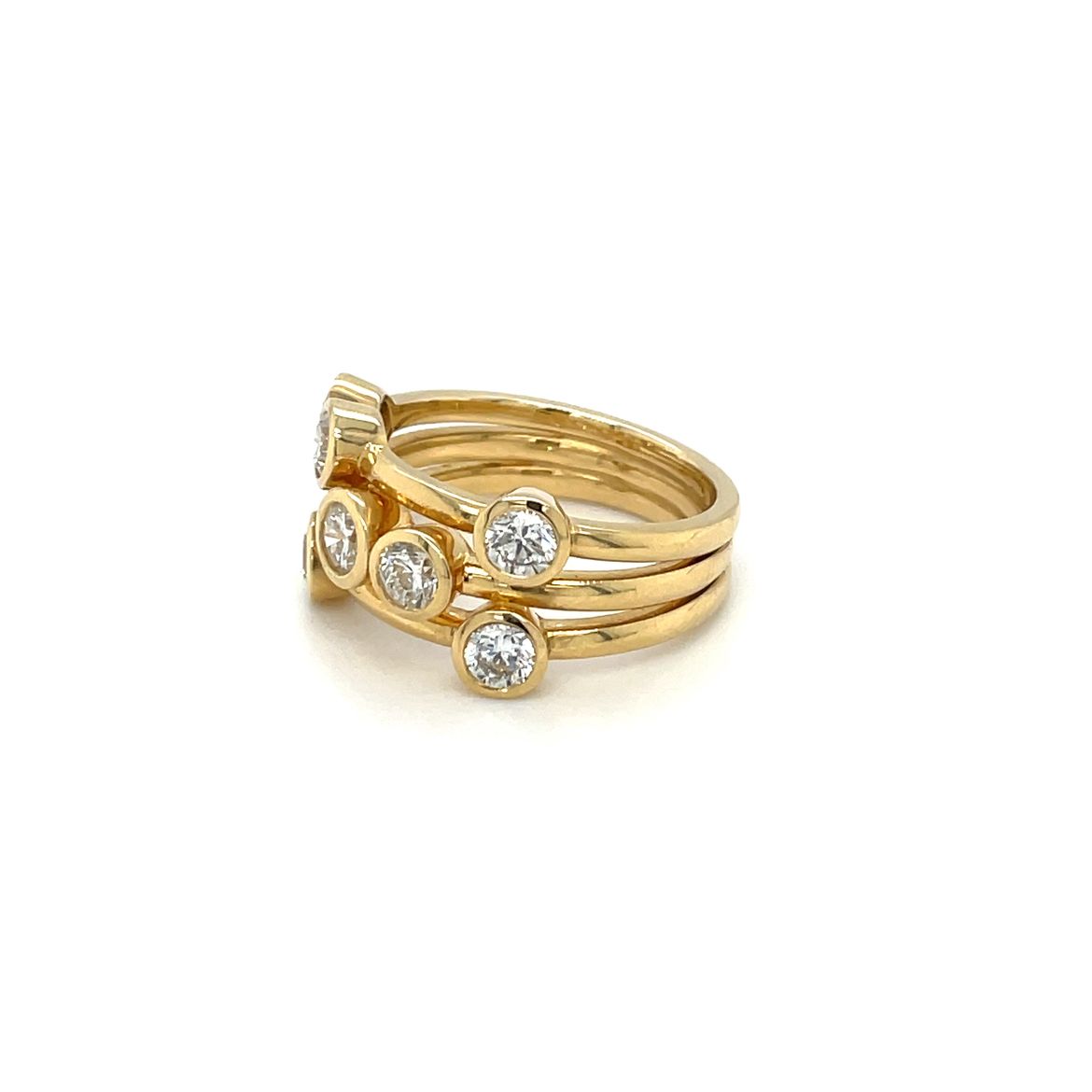 18ct Yellow Gold Wide Diamond Bubble Ring
