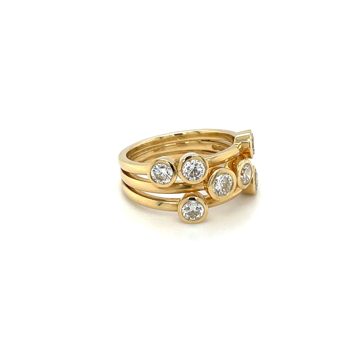 18ct Yellow Gold Wide Diamond Bubble Ring