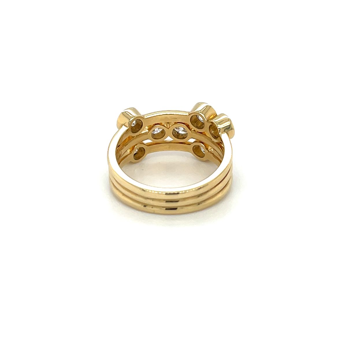 18ct Yellow Gold Wide Diamond Bubble Ring