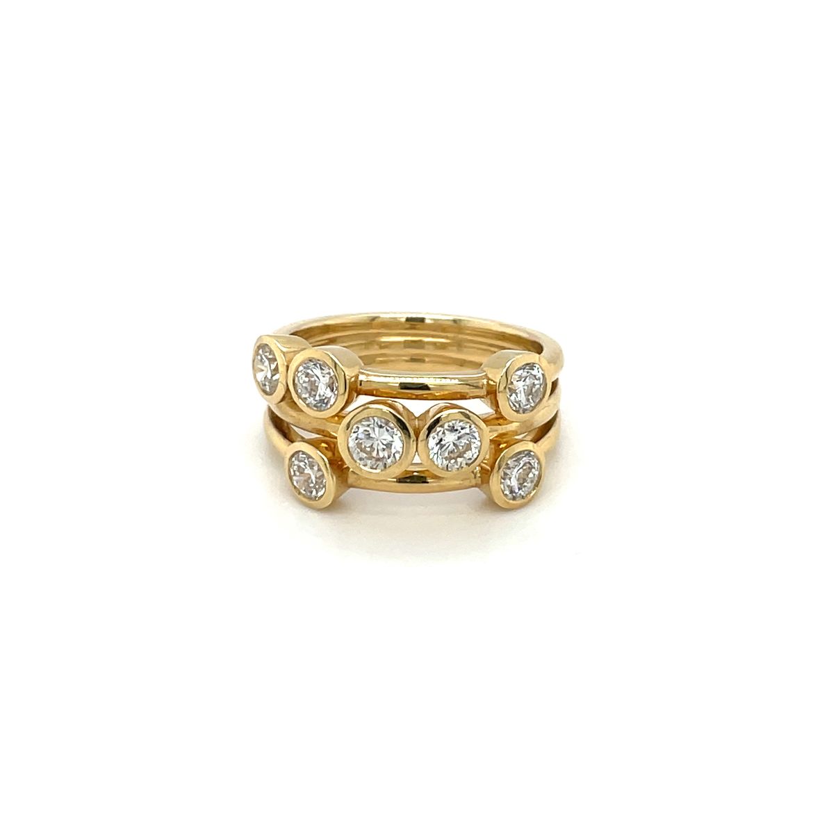 18ct Yellow Gold Wide Diamond Bubble Ring