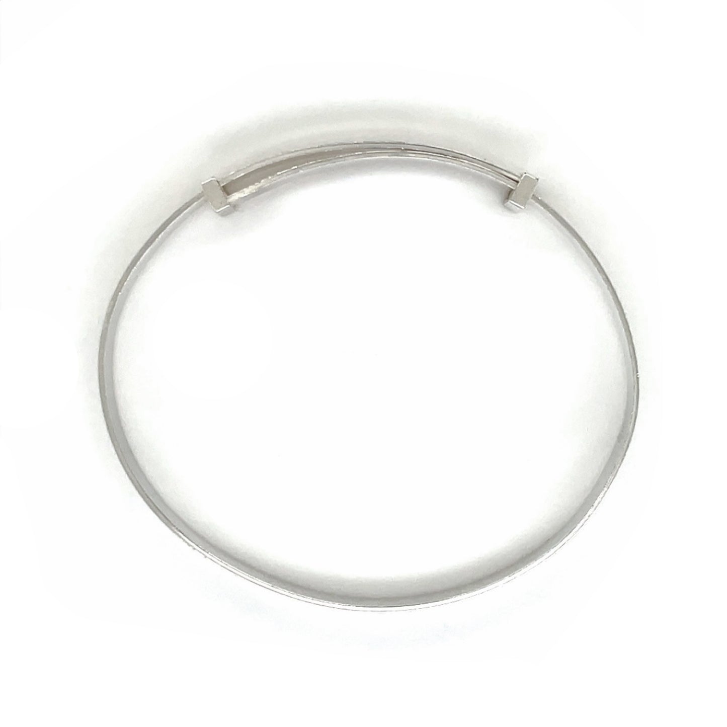 Silver Striped-Edge Christening Bangle