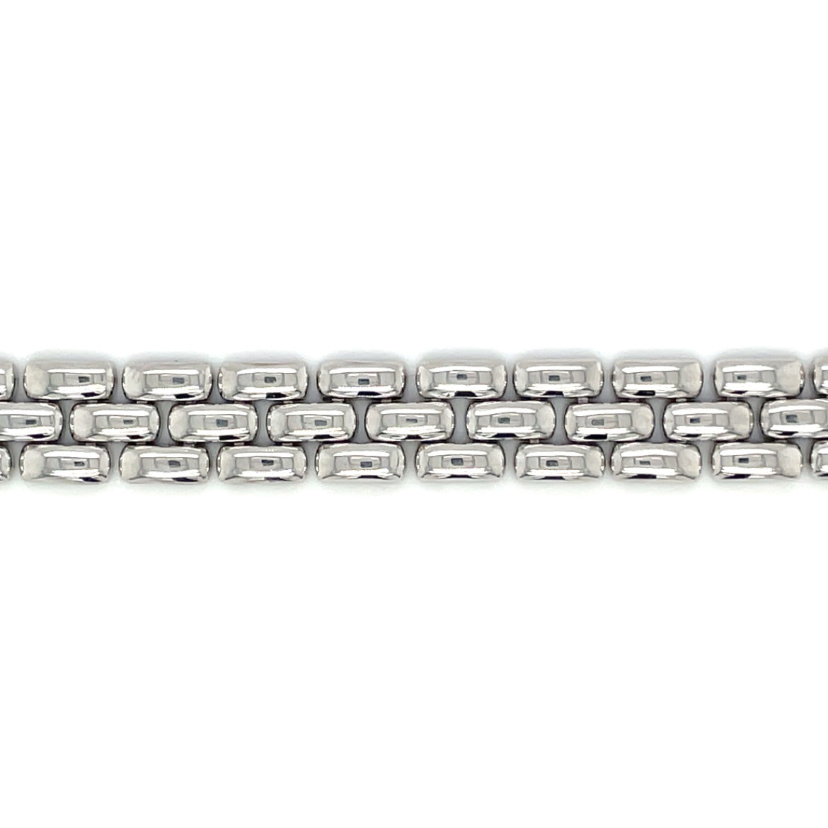 9ct White Gold Three-Row Panther Bracelet