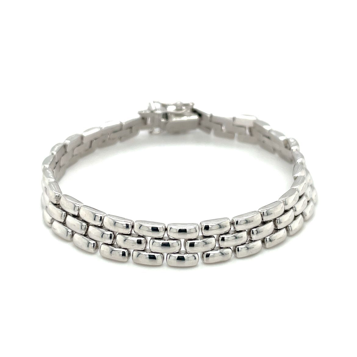 9ct White Gold Three-Row Panther Bracelet