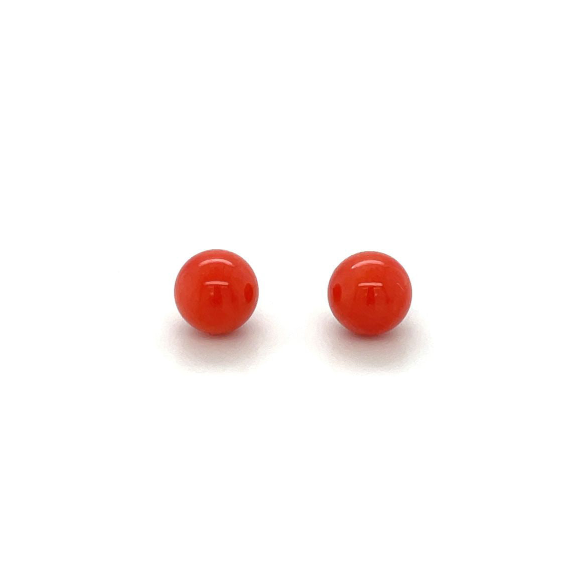 18ct Yellow Gold Coral Bead Stud Earrings