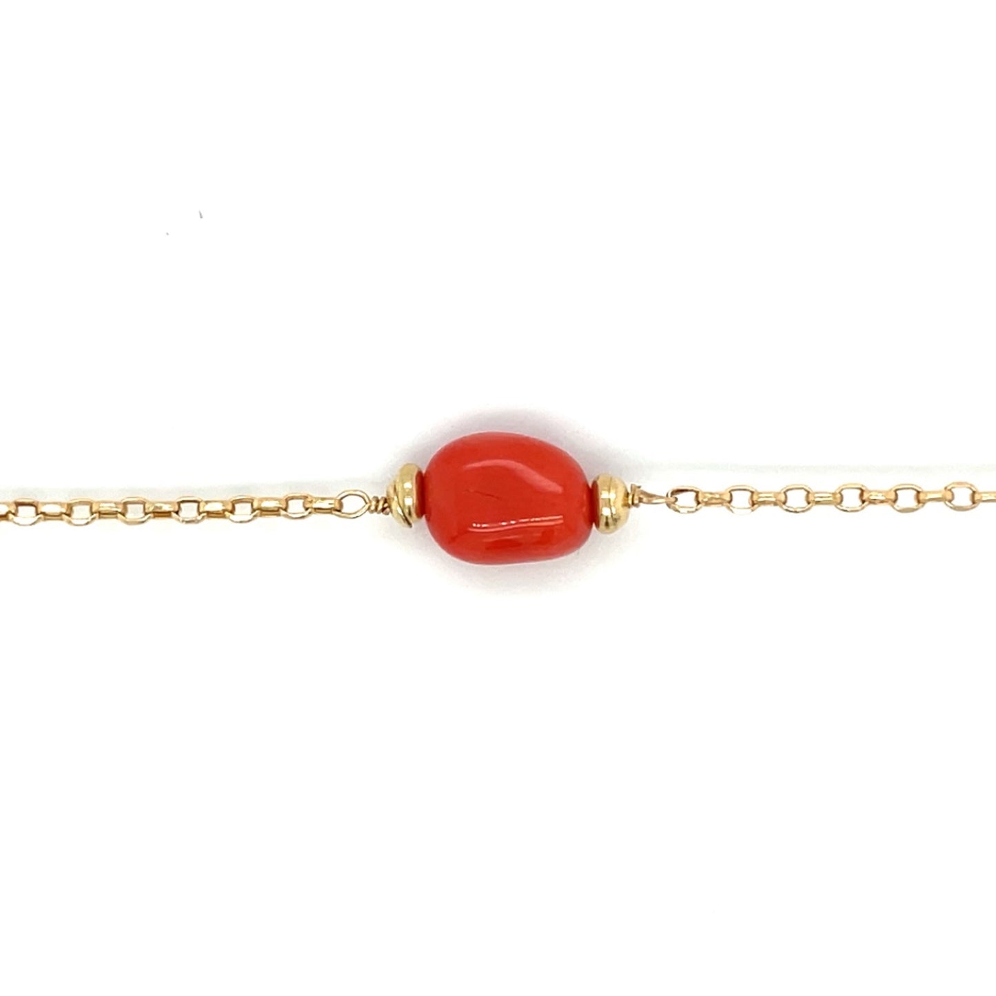 Yellow Gold Coral Station Bracelet