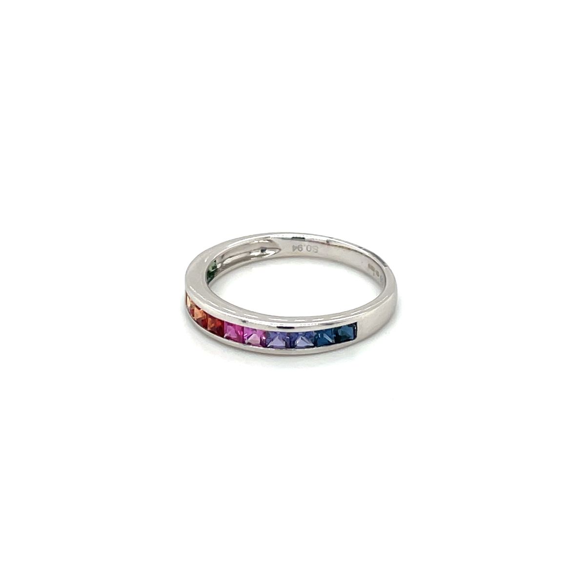 18ct White Gold Multi-Coloured Sapphire Rainbow Eternity Ring