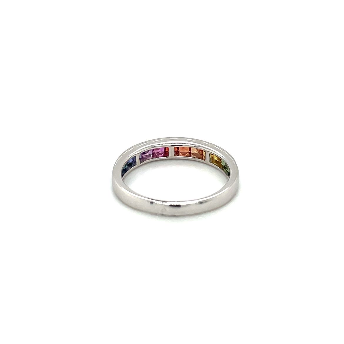 18ct White Gold Multi-Coloured Sapphire Rainbow Eternity Ring