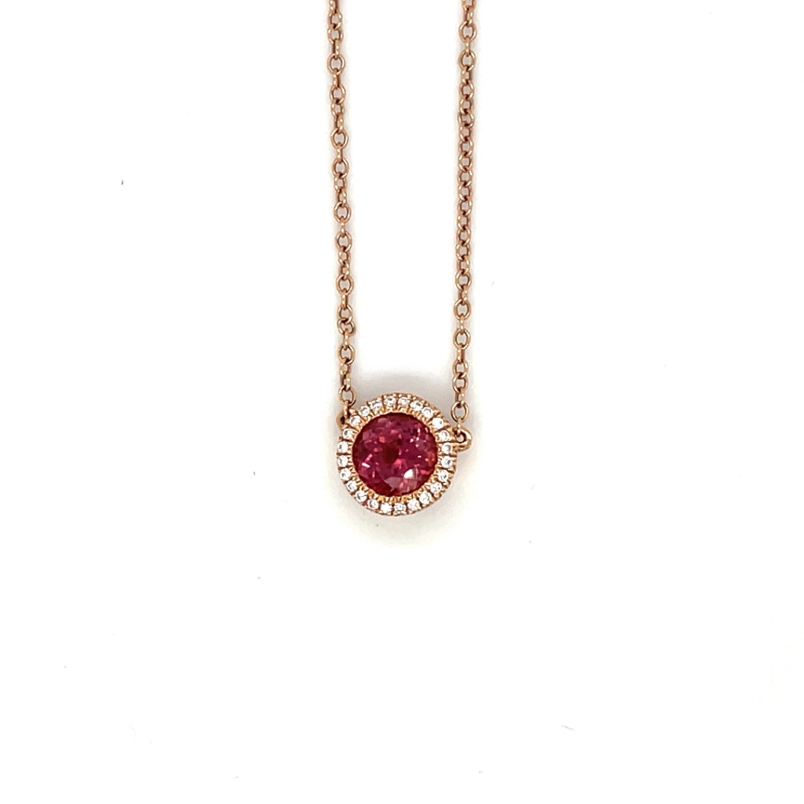 Rose Gold Diamond and Tourmaline Pendant