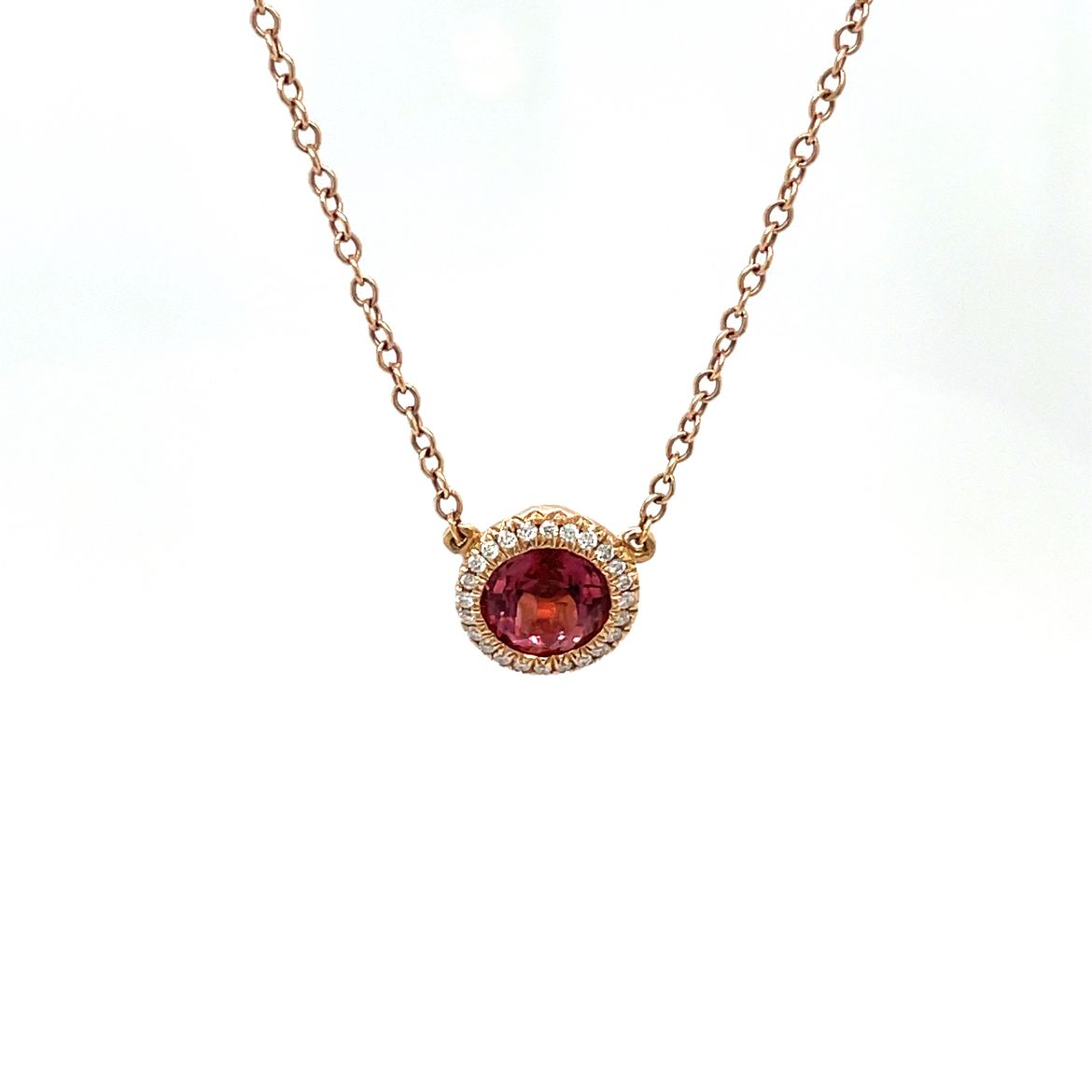 Rose Gold Diamond and Tourmaline Pendant