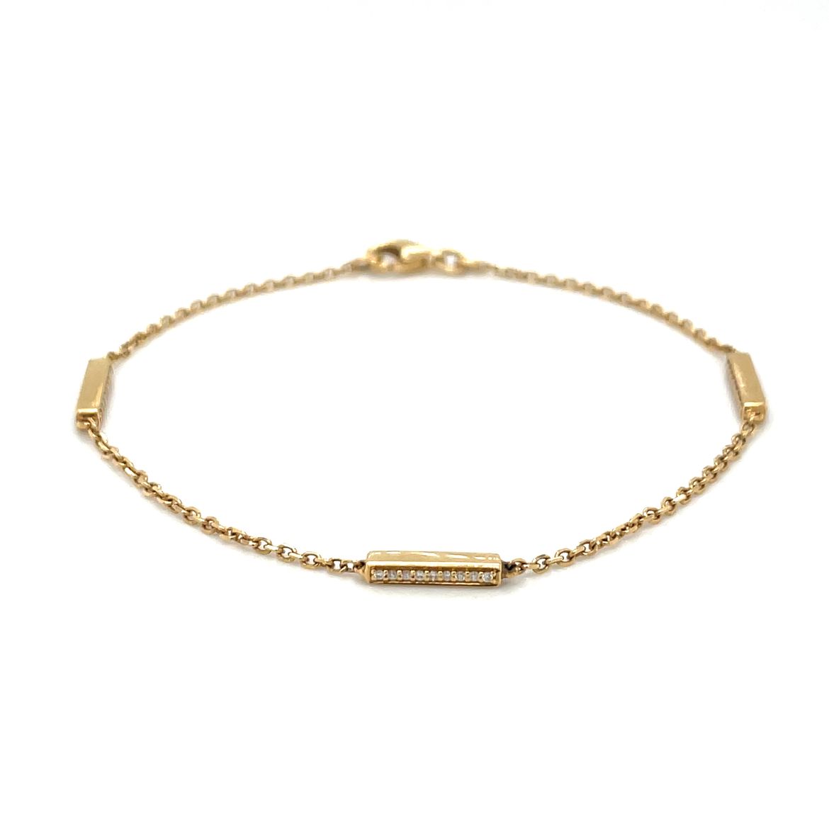 18ct Yellow Gold Diamond Station Bracelet