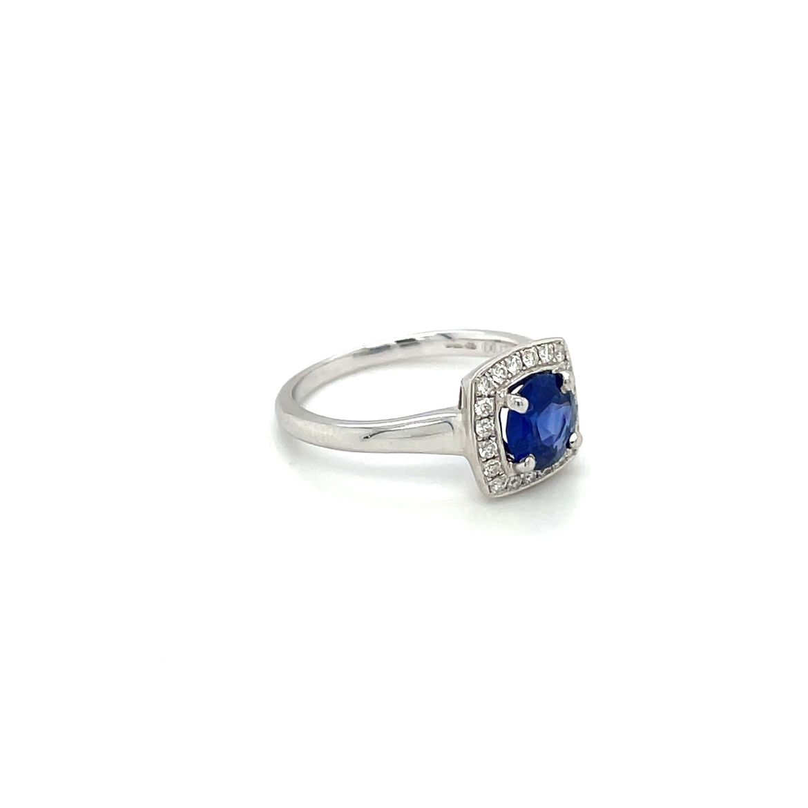 18ct White Gold Sapphire & Diamond Square Cluster Ring