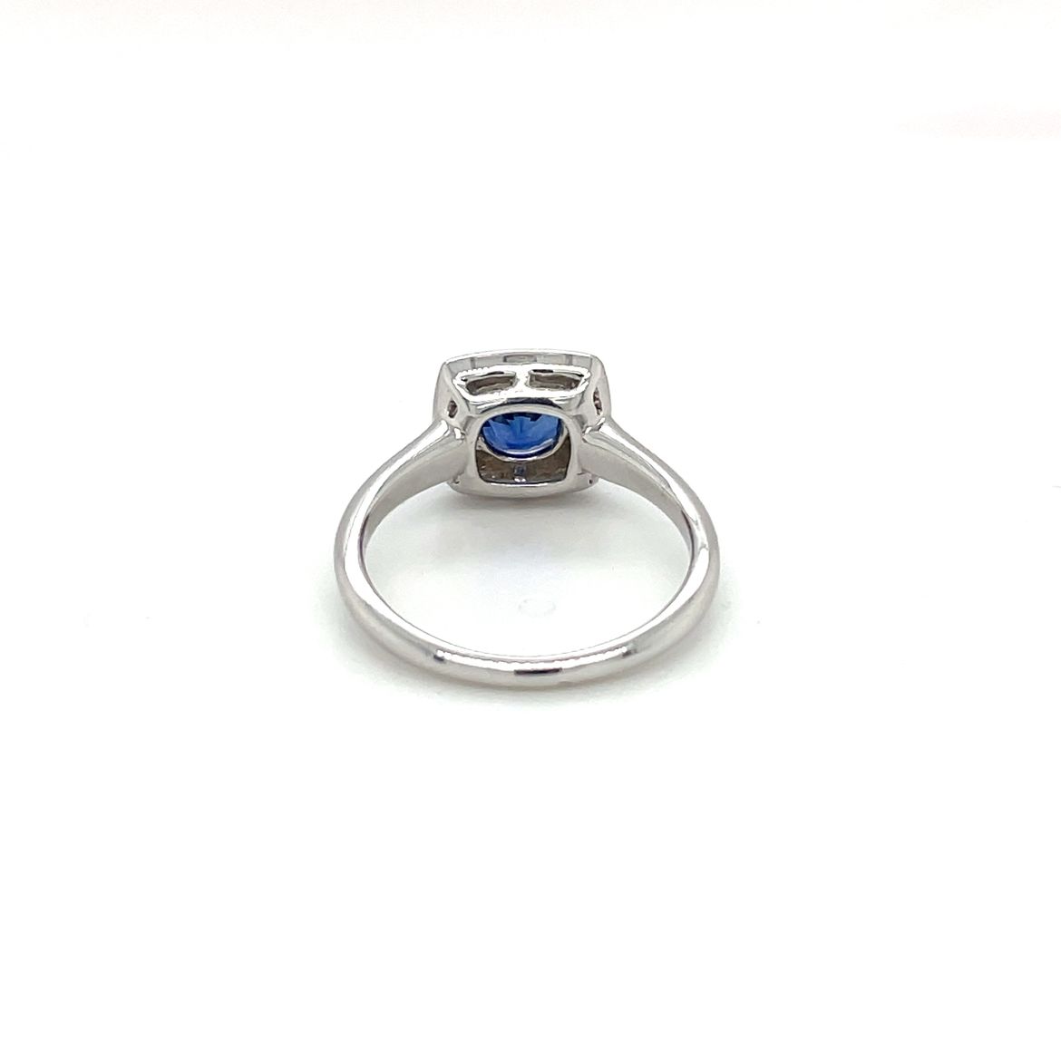 18ct White Gold Sapphire & Diamond Square Cluster Ring