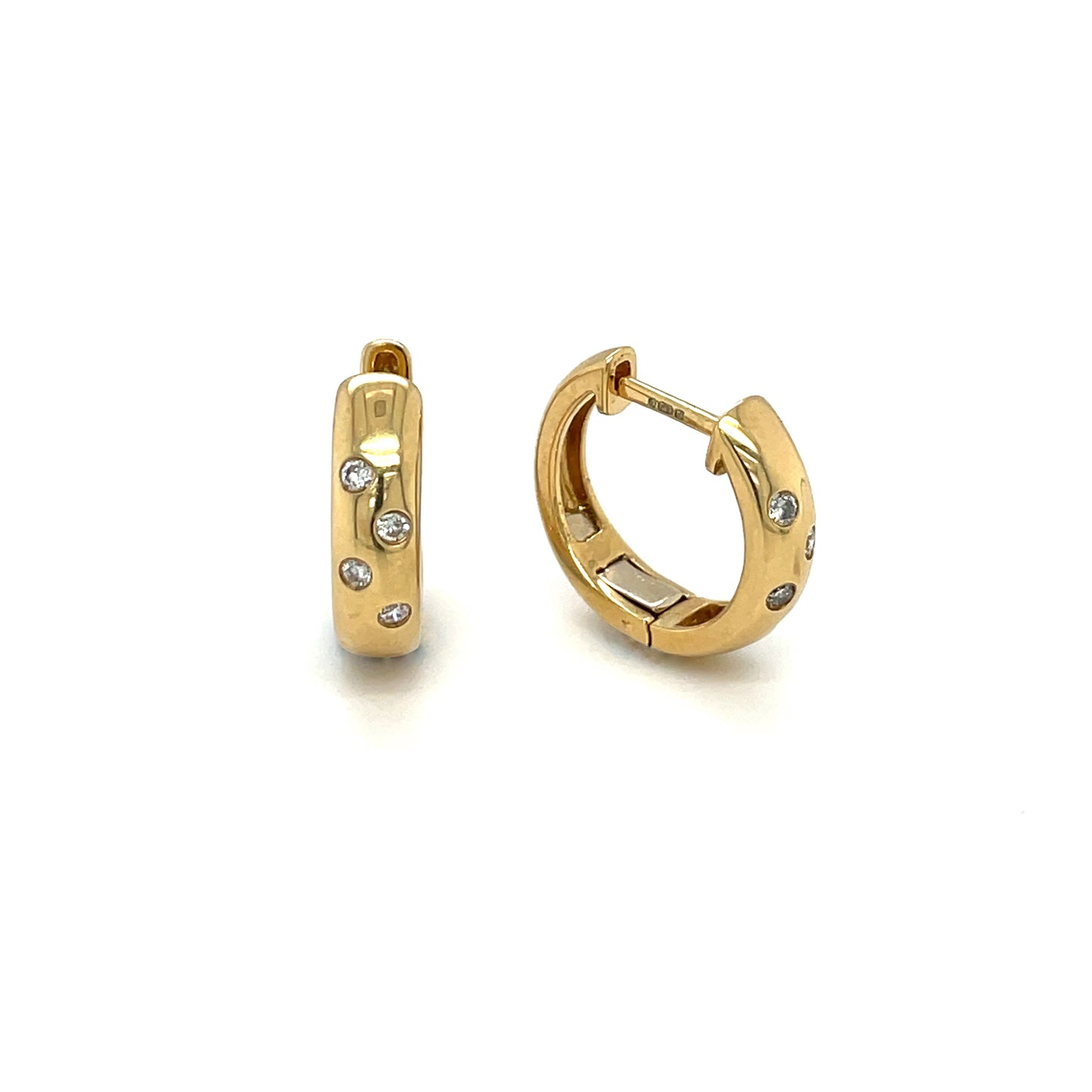 18ct Yellow Gold Diamond Hoop Earrings