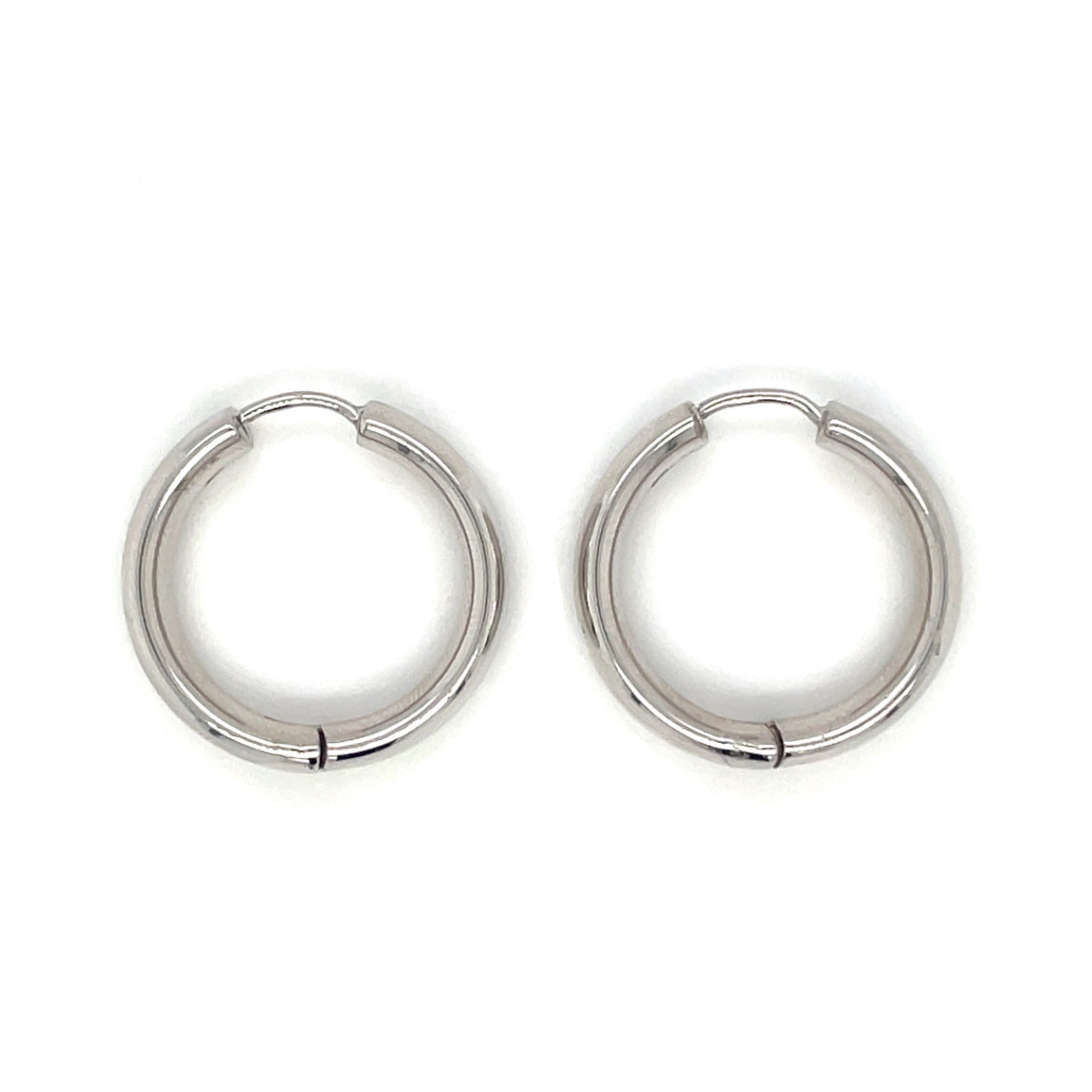 9ct White Gold Hinged Hoop Earrings