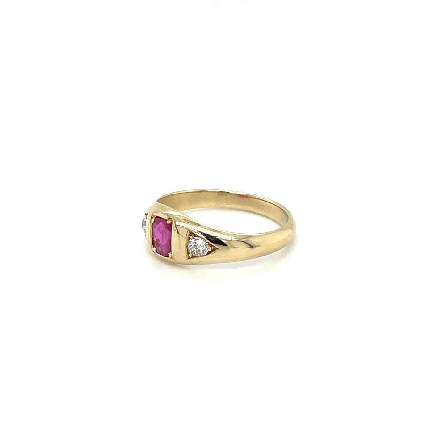 Yellow Gold Ruby & Diamond Gypsy Ring