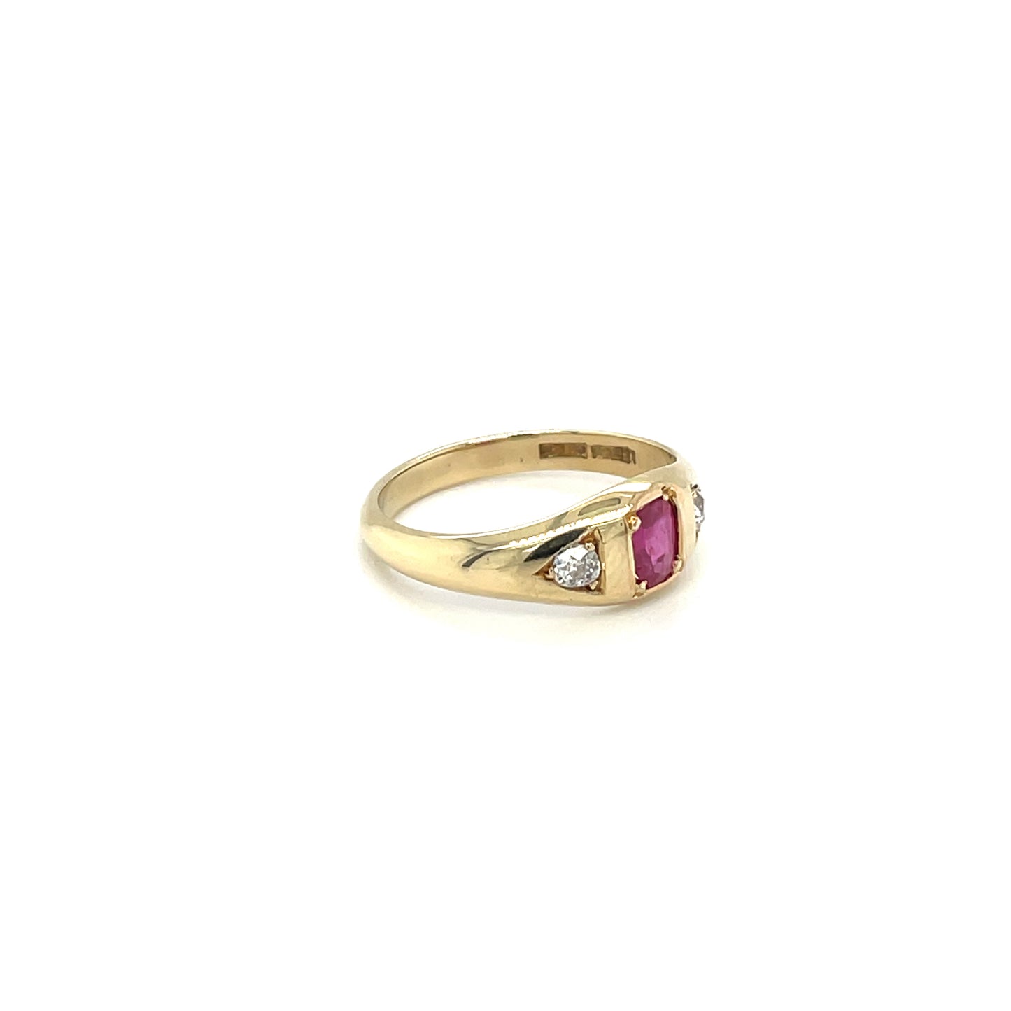Yellow Gold Ruby & Diamond Gypsy Ring