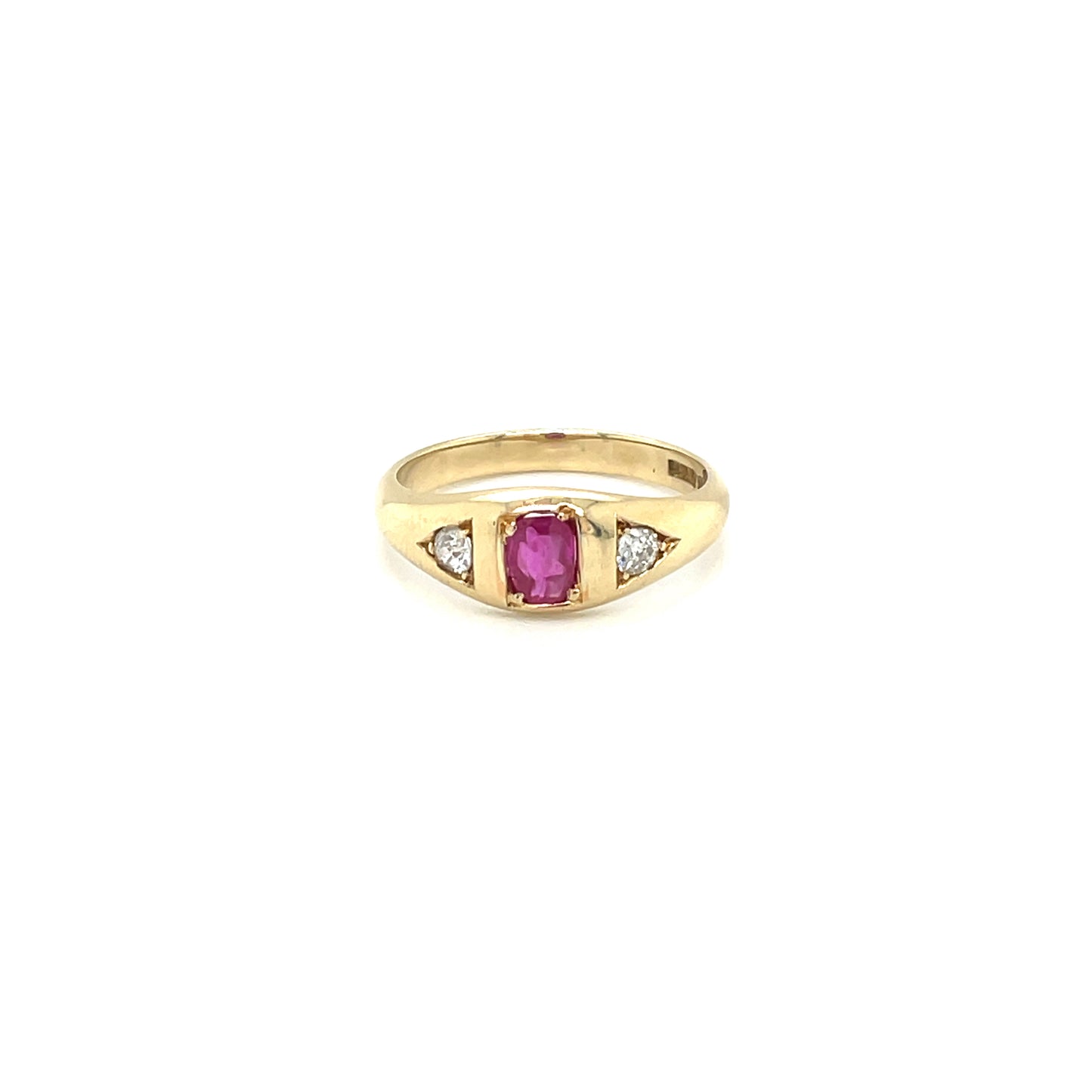 Yellow Gold Ruby & Diamond Gypsy Ring