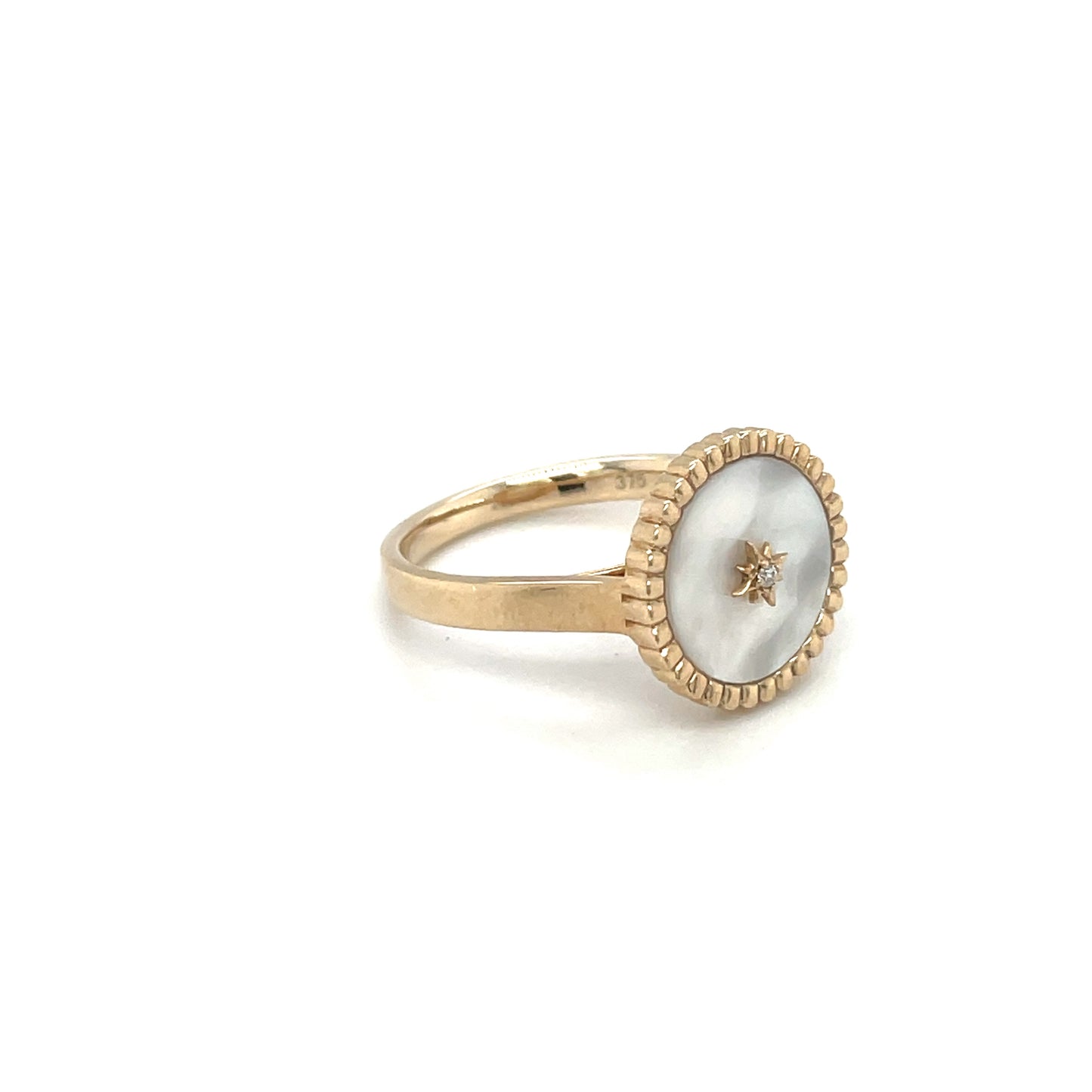 9ct Yellow Gold MOP & Diamond Ring
