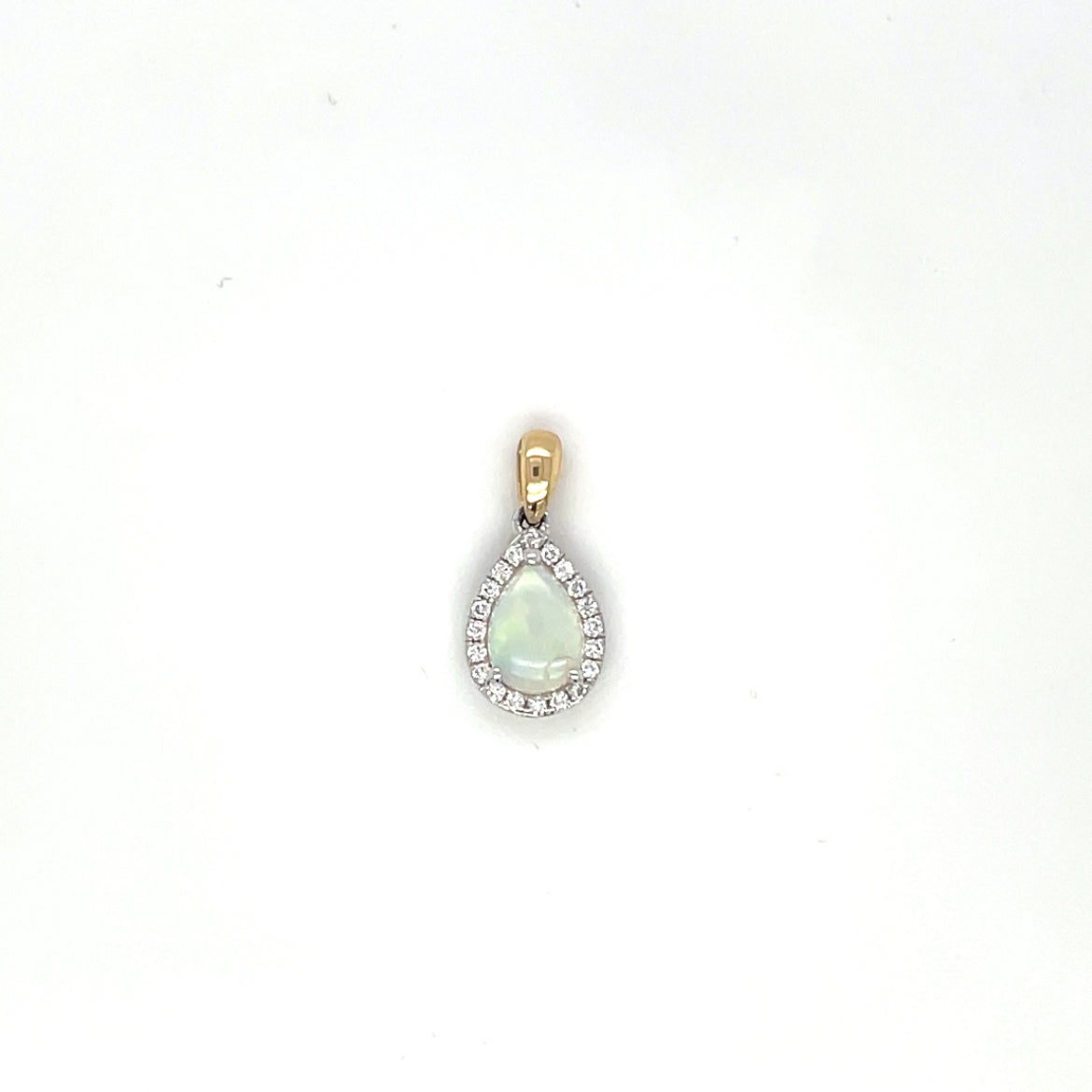 18ct Yellow Gold Opal & Diamond Cluster Pendant