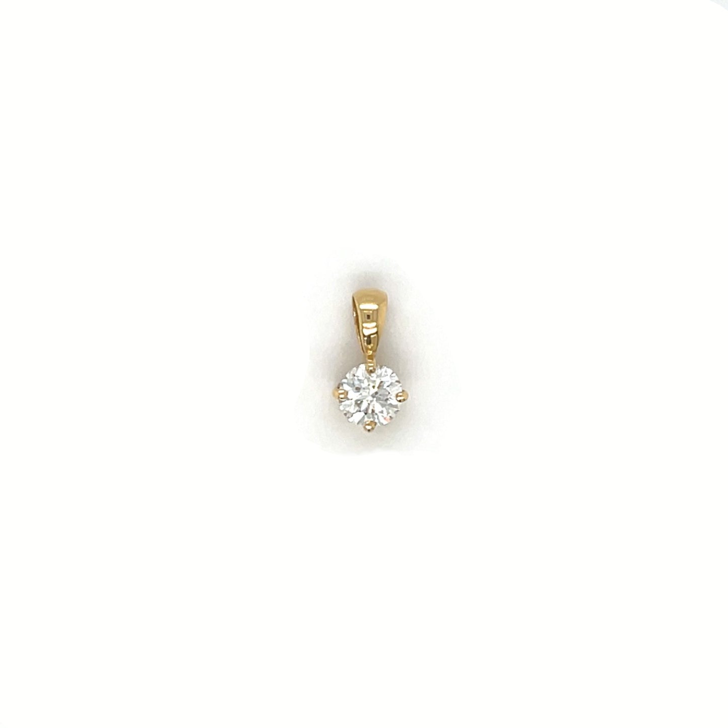 18ct Yellow Gold Diamond Solitaire Pendant