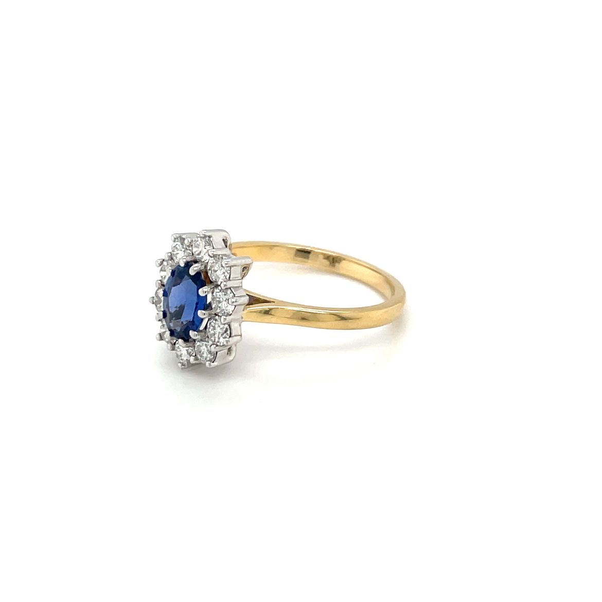 18ct Yellow & White Gold Sapphire & Diamond Cluster Ring