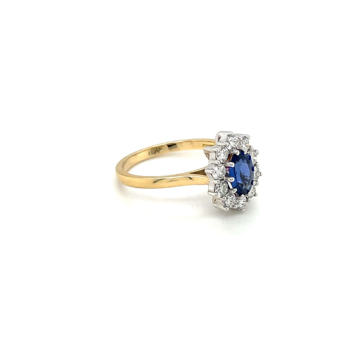18ct Yellow & White Gold Sapphire & Diamond Cluster Ring