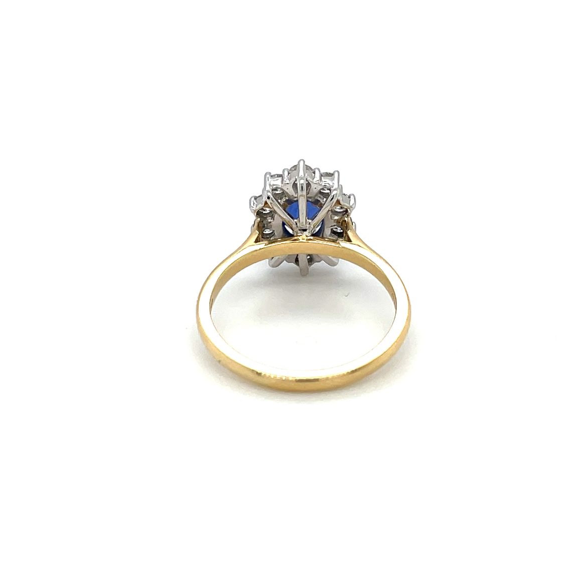 18ct Yellow & White Gold Sapphire & Diamond Cluster Ring