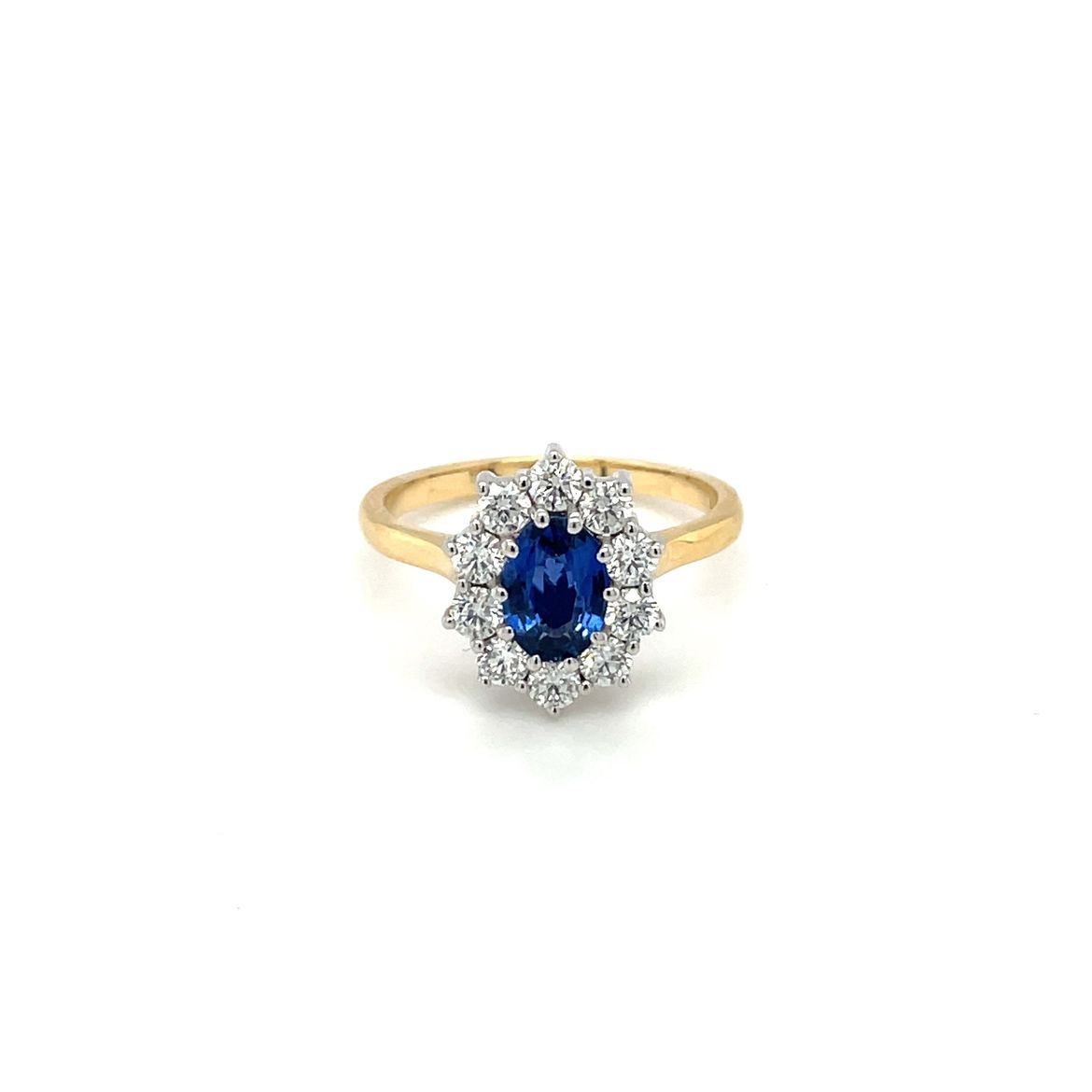18ct Yellow & White Gold Sapphire & Diamond Cluster Ring