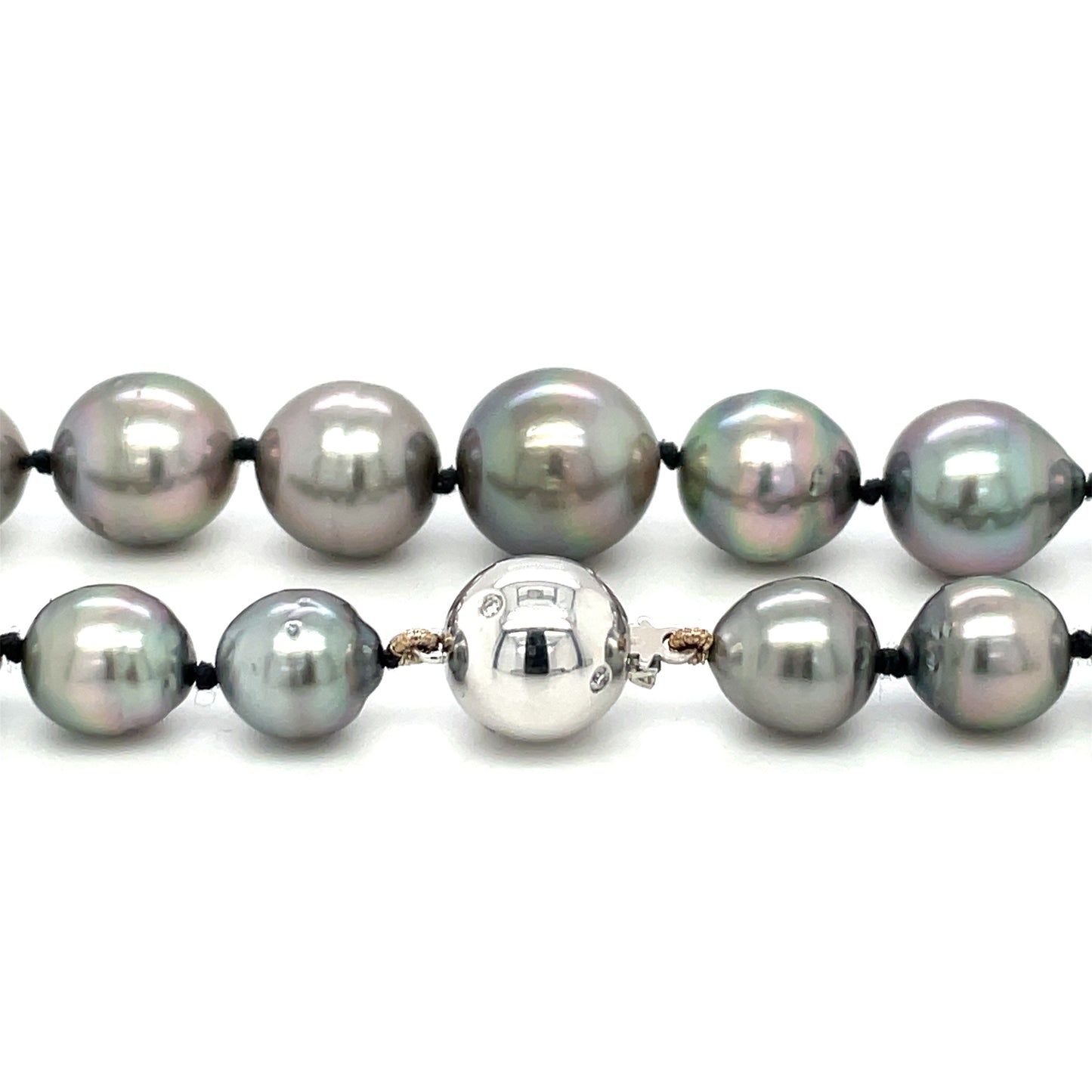 Baroque Tahitian Pearl Necklace & Diamond Set 18ct White Gold Clasp