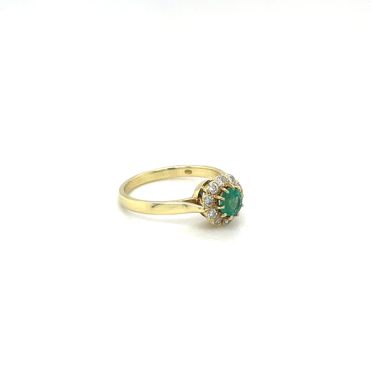 Yellow Gold Diamond And Emerald Cluster Ring
