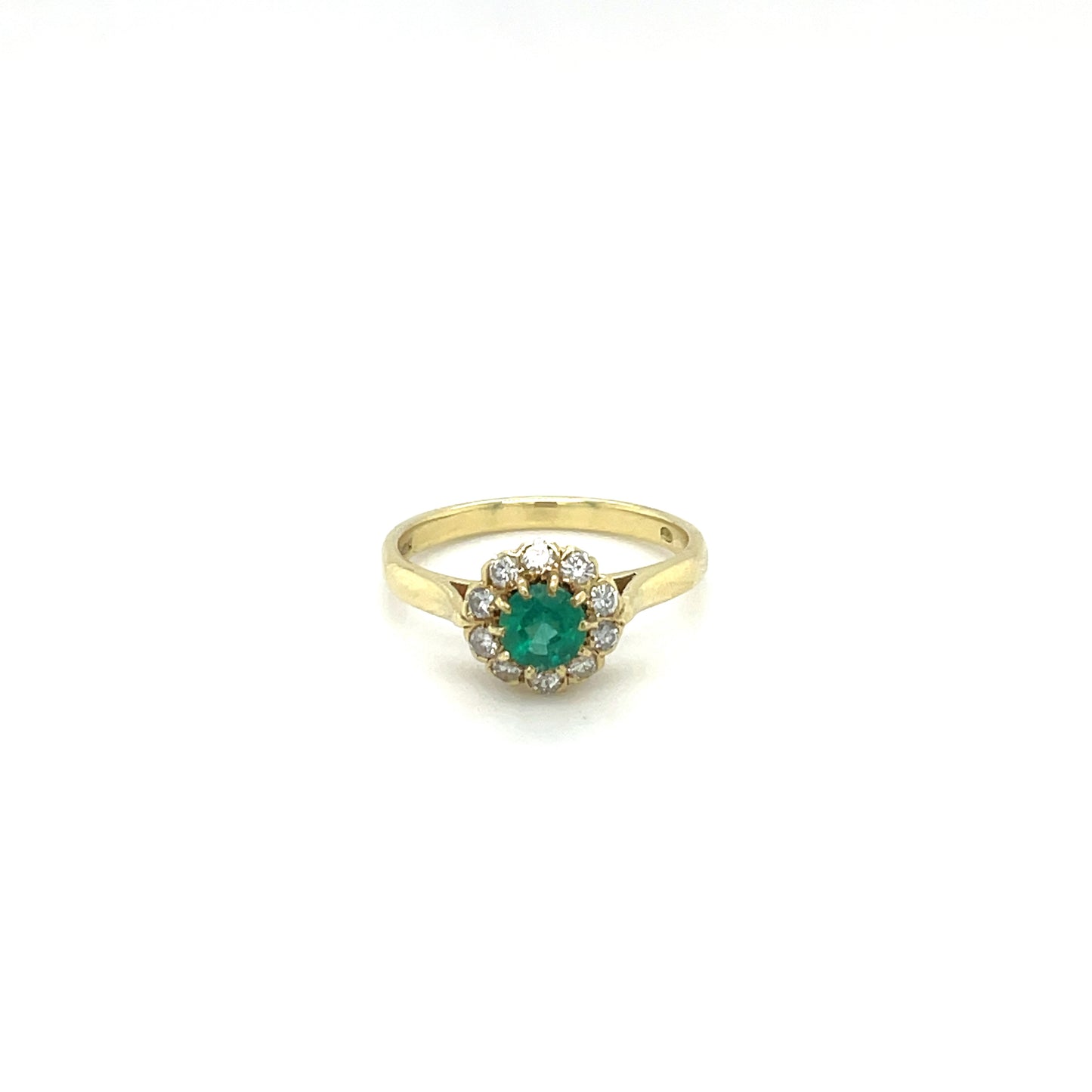 Yellow Gold Diamond And Emerald Cluster Ring