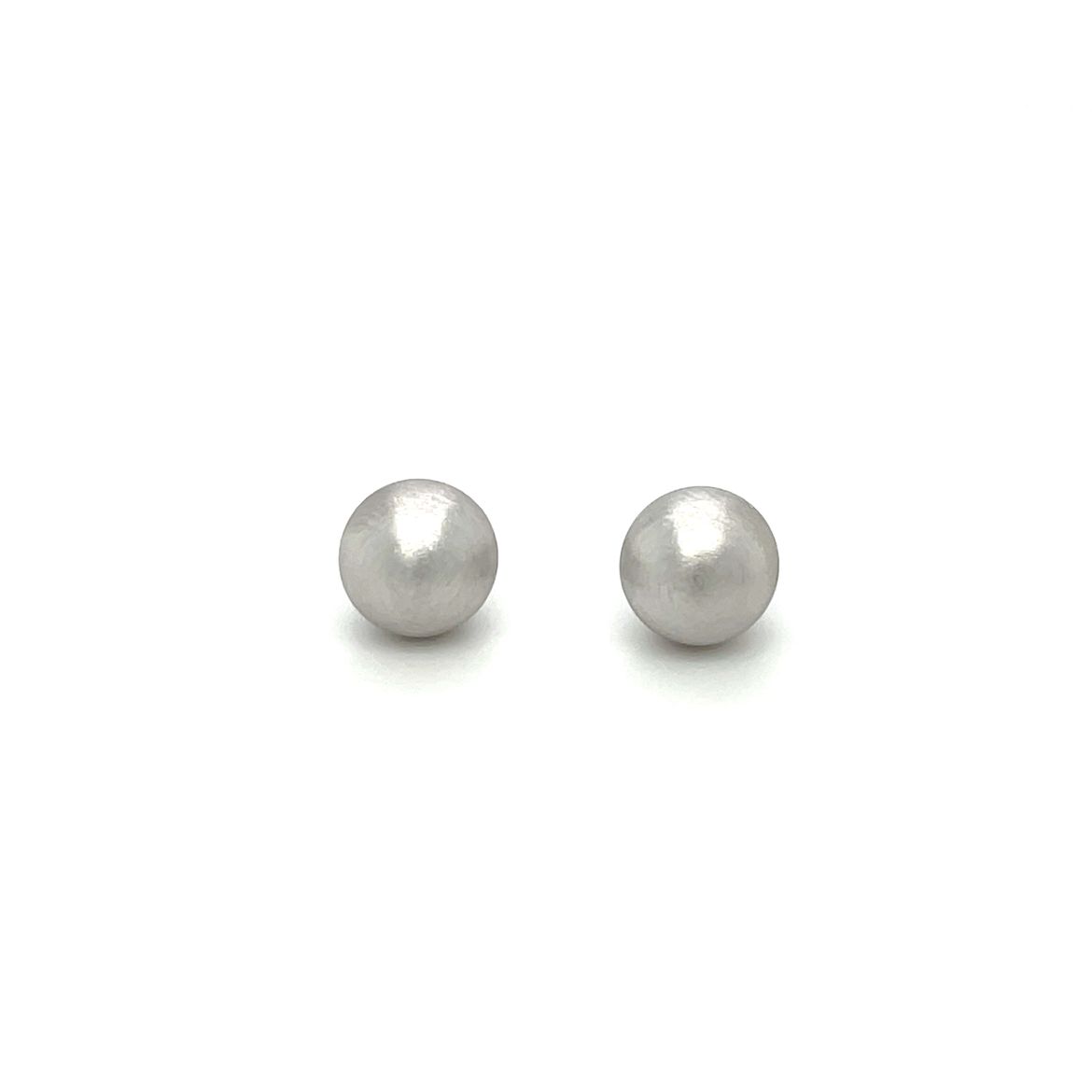 9ct White Gold Satin Ball Stud Earrings (8mm)