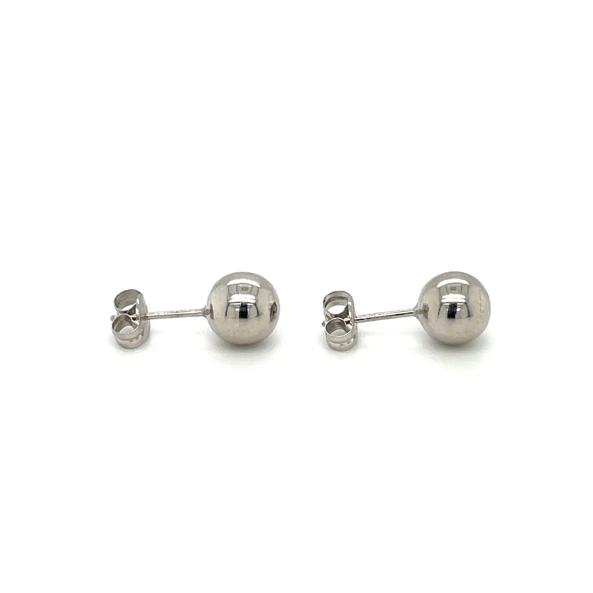 9ct White Gold Polished Ball 7mm Stud Earrings
