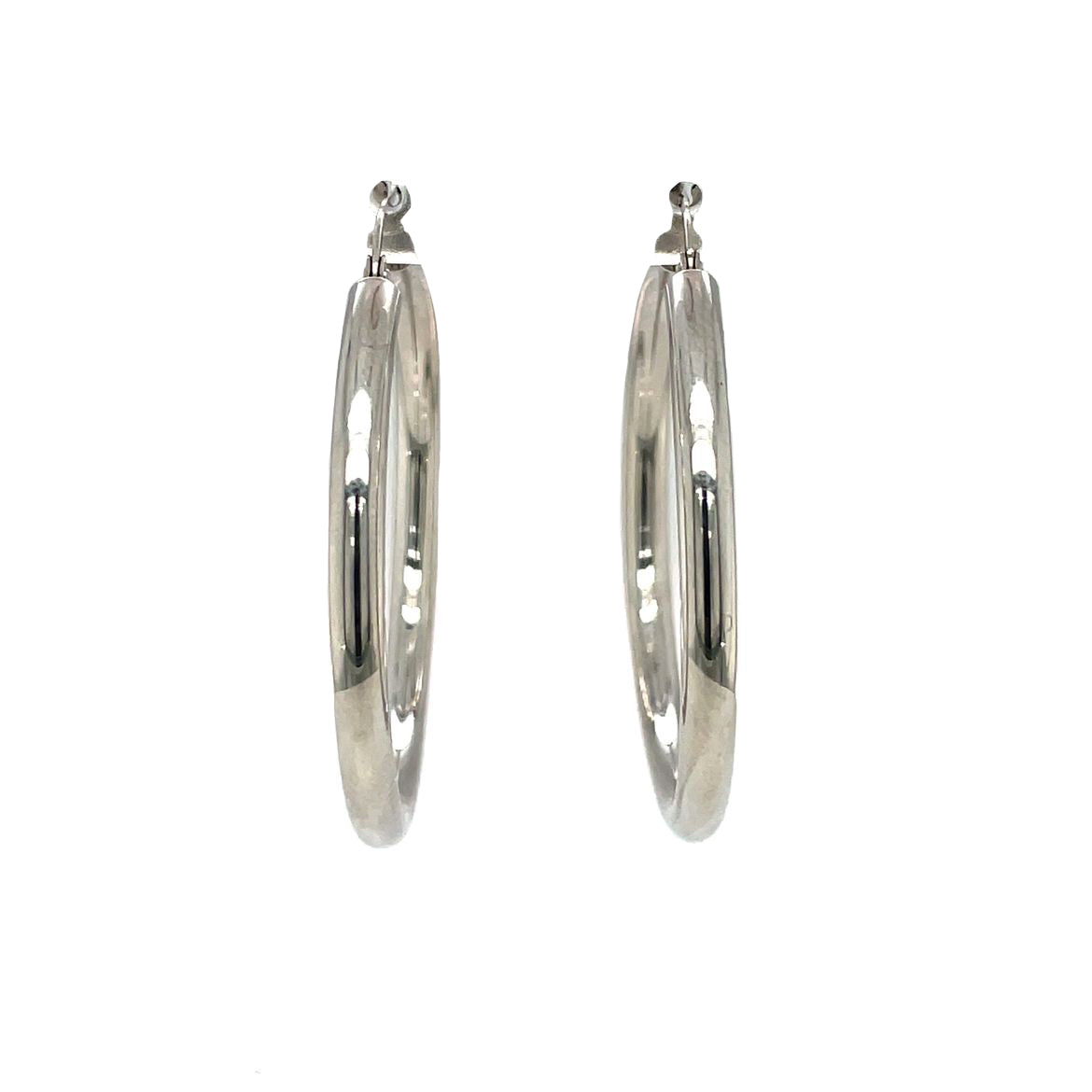 9ct White Gold Hoop (35mm) Earrings