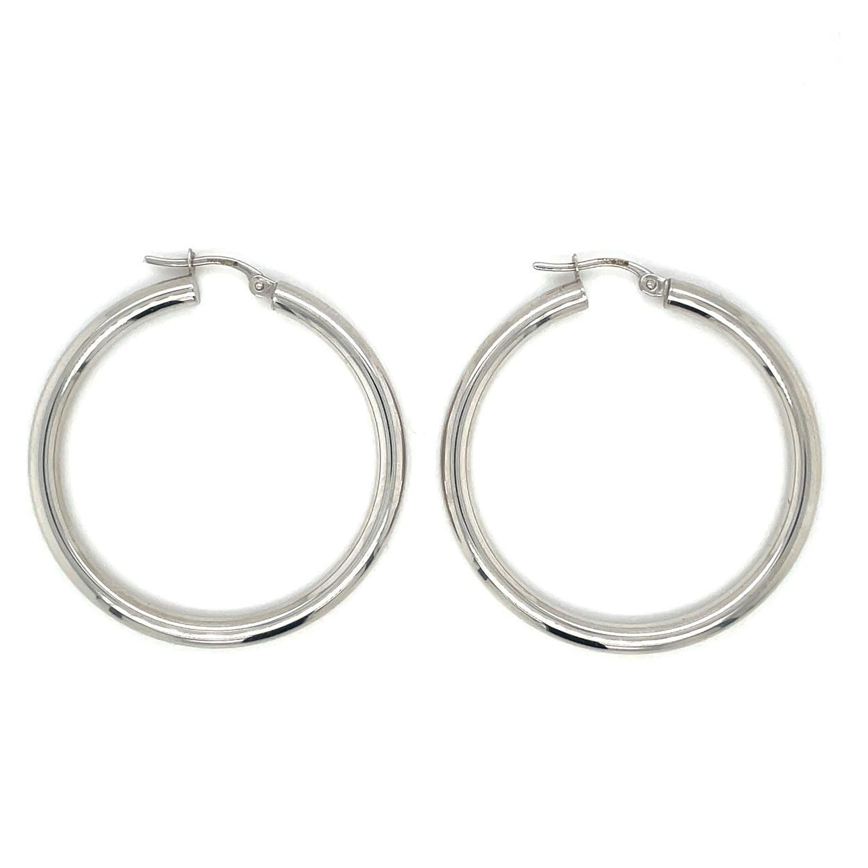 9ct White Gold Hoop (35mm) Earrings