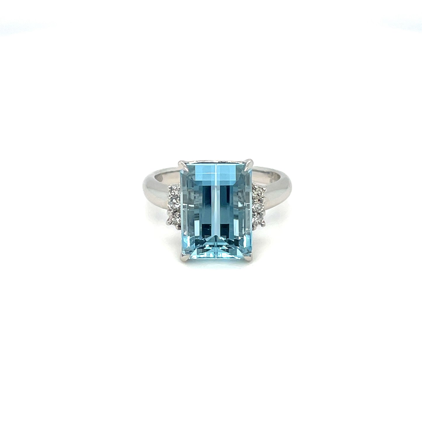Platinum Art Deco Style Aquamarine and Diamond Ring