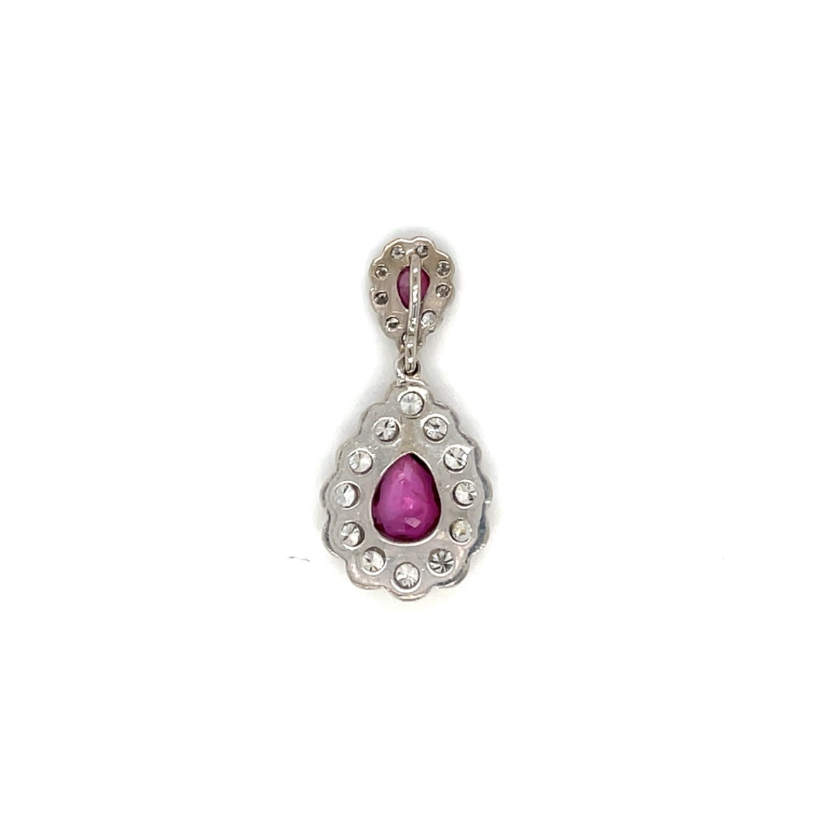 18ct Yellow & White Gold Ruby & Diamond Cluster Pendant & Chain