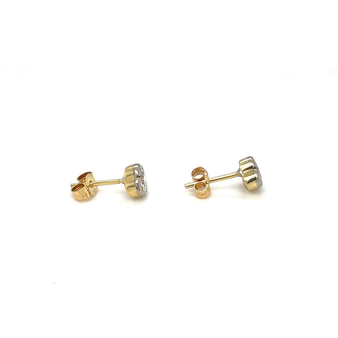 18ct White & Yellow Gold Diamond Heart Earrings