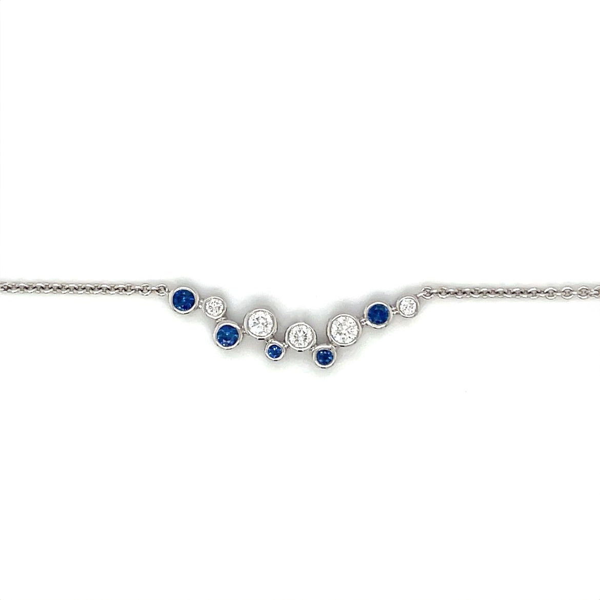18ct White Gold Sapphire & Diamond Bubble Necklace