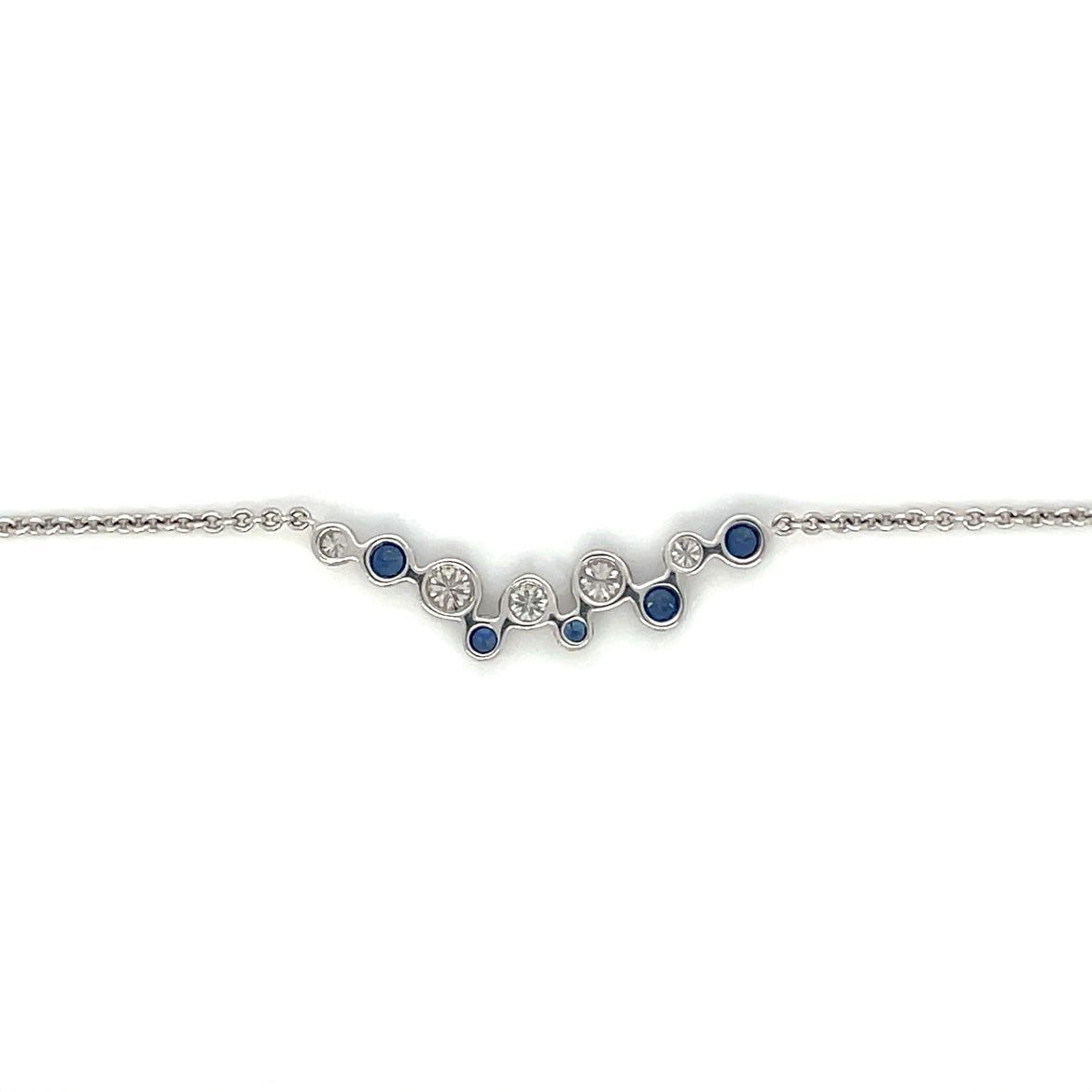 18ct White Gold Sapphire & Diamond Bubble Necklace