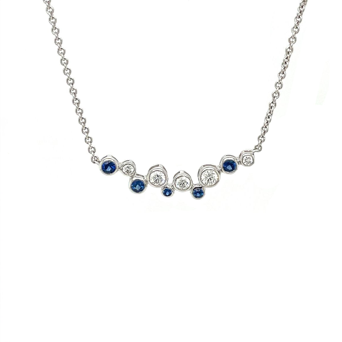 18ct White Gold Sapphire & Diamond Bubble Necklace